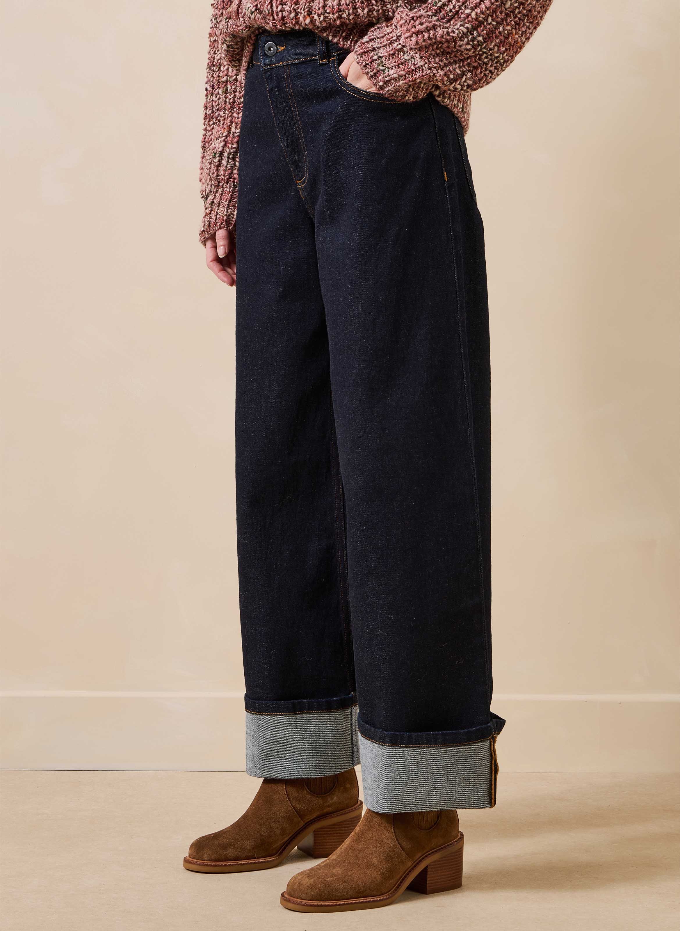 Wijde jeans van een mix met biologisch katoen LA FEE MARABOUTEE Blauw