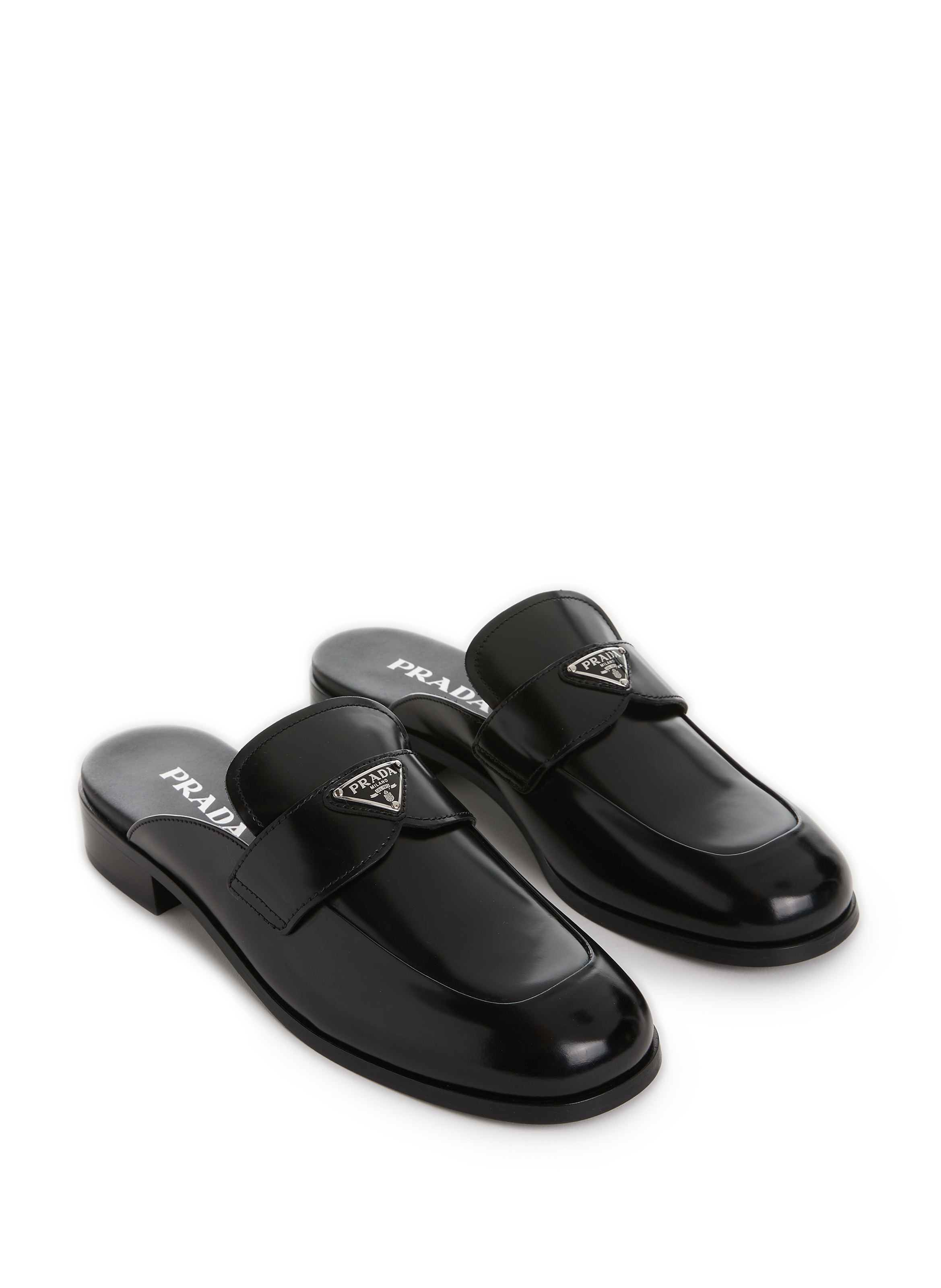 Mules en cuir brossé
