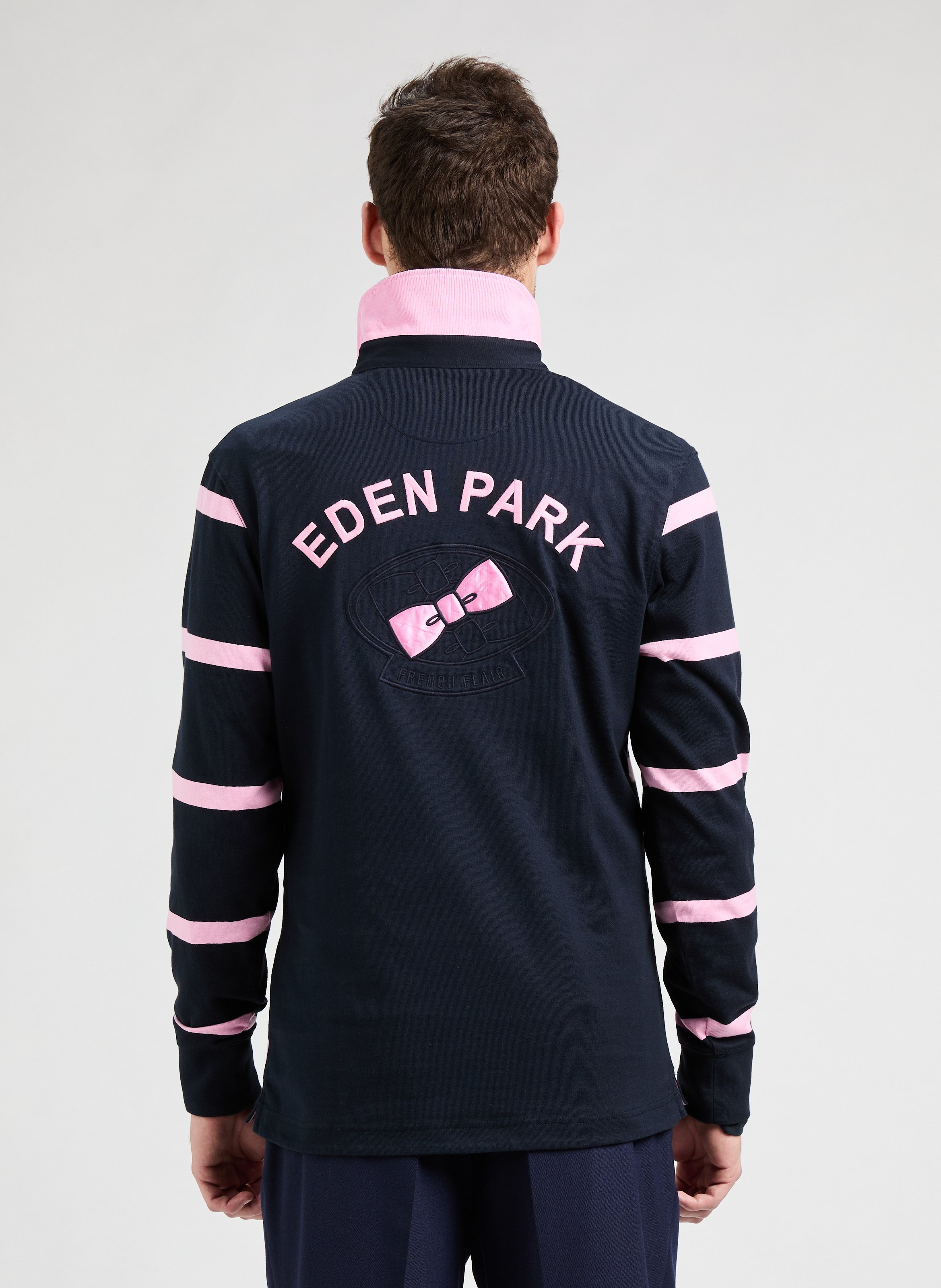 Striped long-sleeved polo shirt EDEN PARK Blue