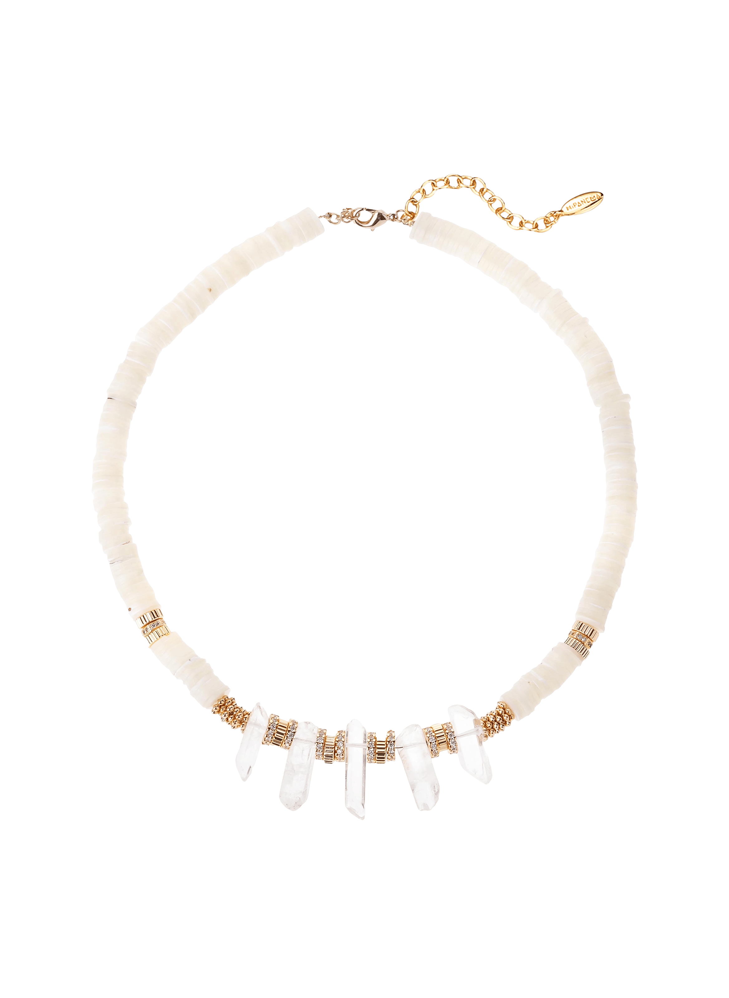 Collier ajustable avec perles et pierres oscar HIPANEMA Blanc