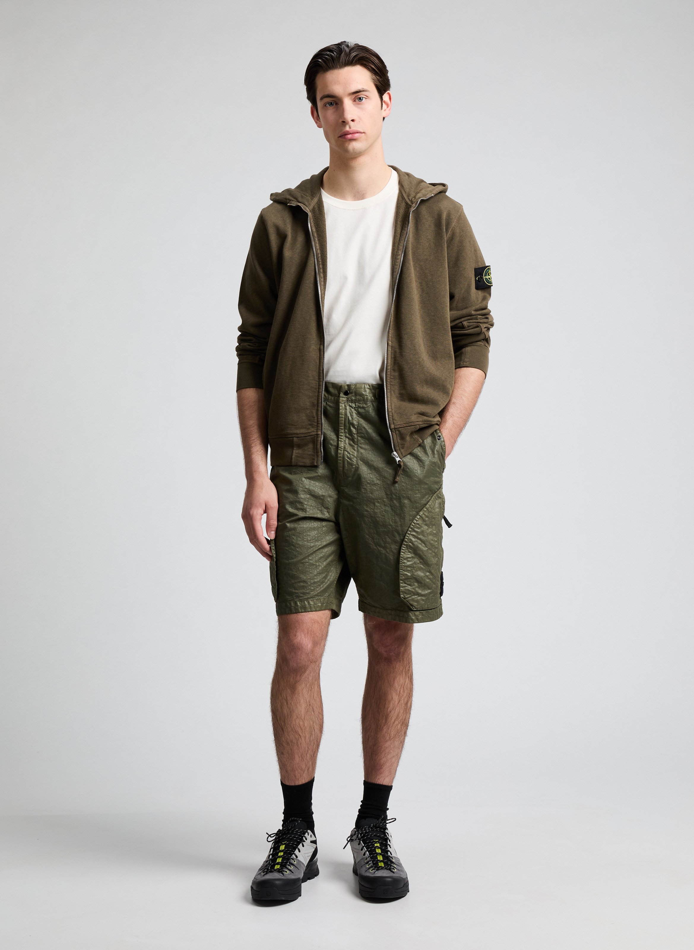 Textured logo Bermuda shorts STONE ISLAND Green