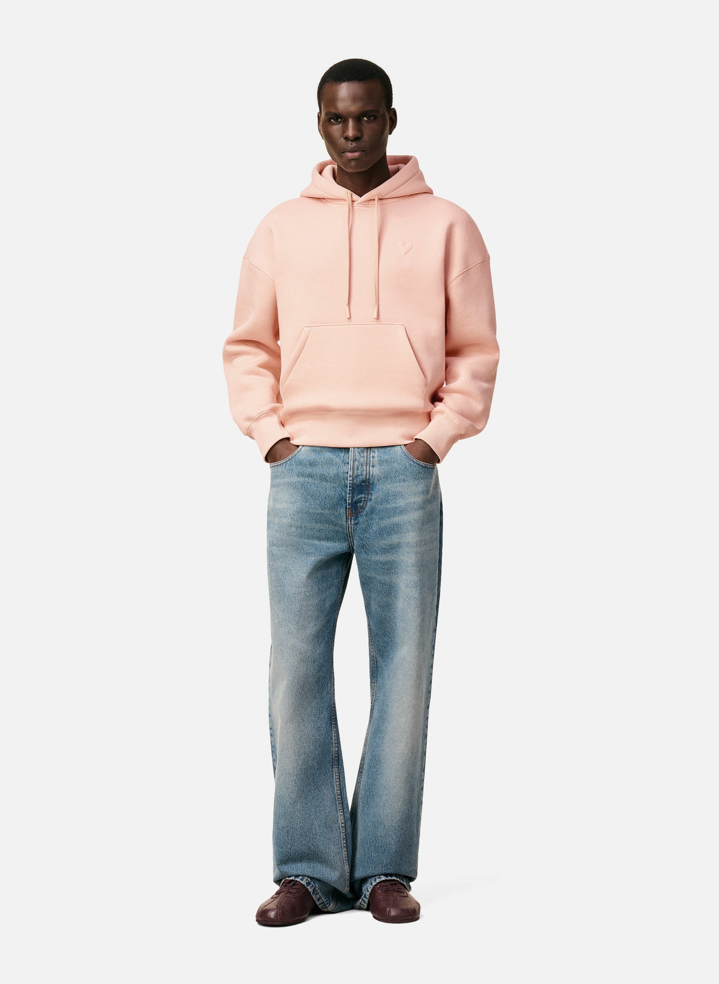 Hoodie ami de coeur embossé unisexe en coton AMI PARIS Rose