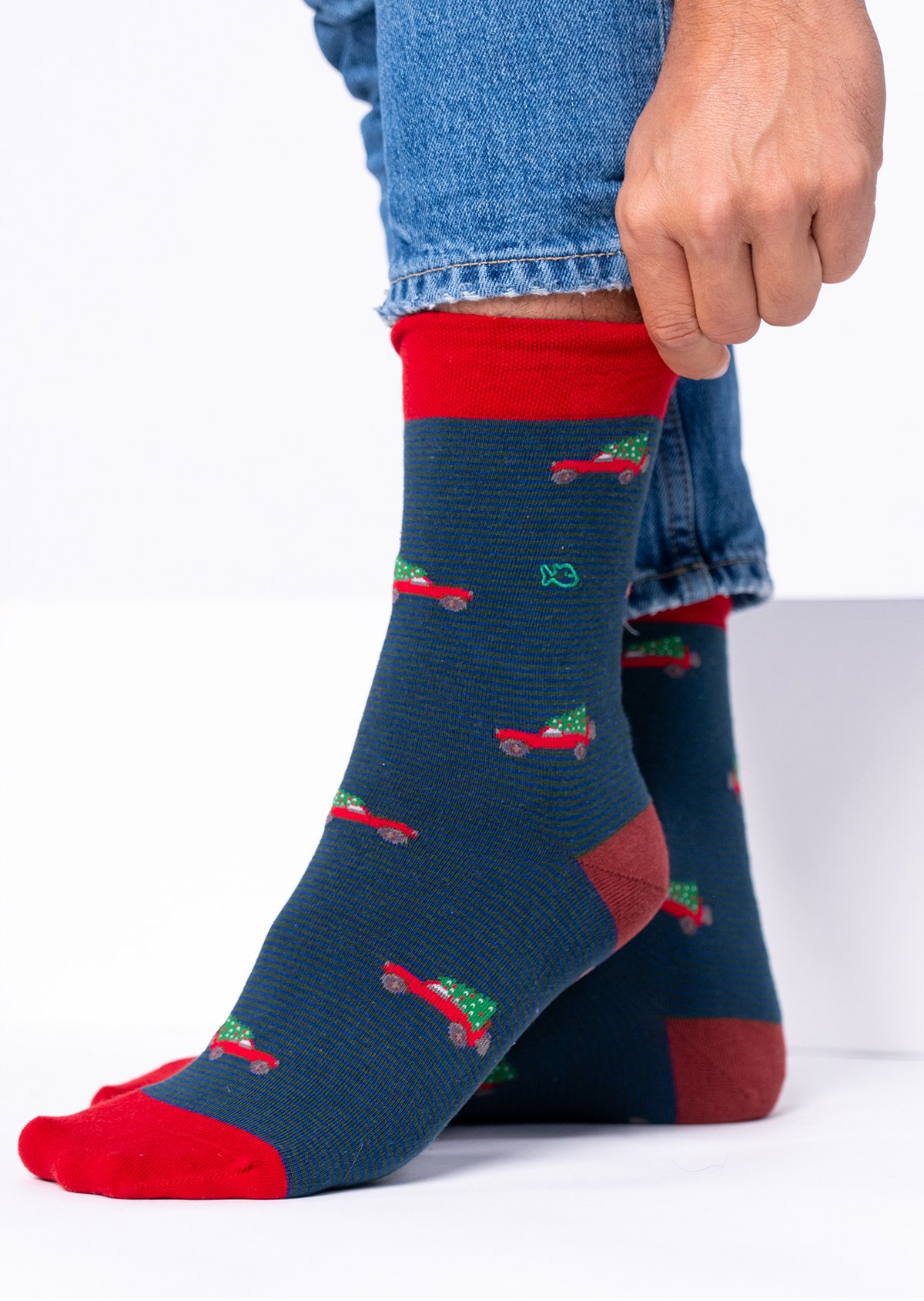 Chaussettes en coton peigné à motifs BILLYBELT Bleu