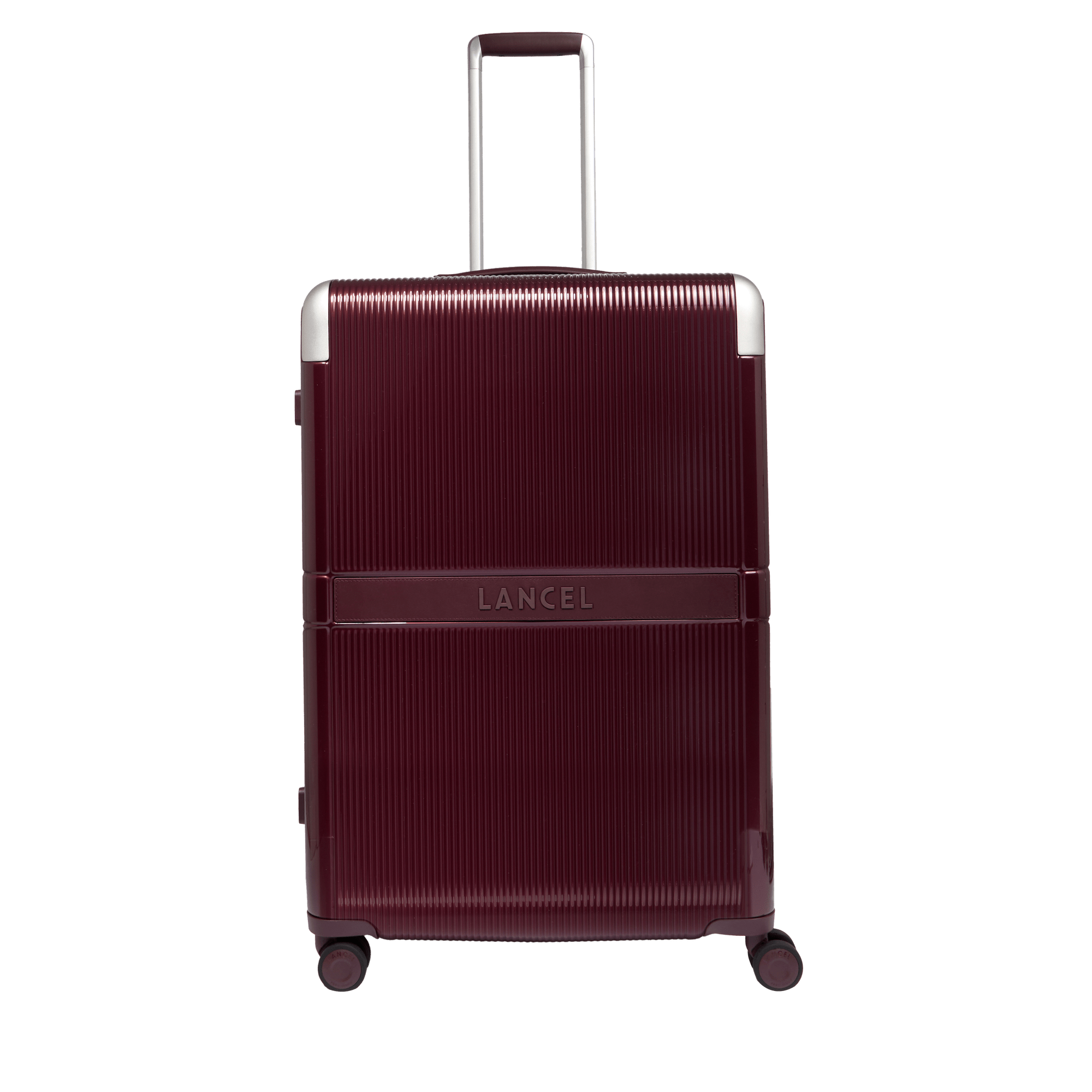 Large 4-wheel suitcase with Lancel imprint in polycarbonate LANCEL Red
