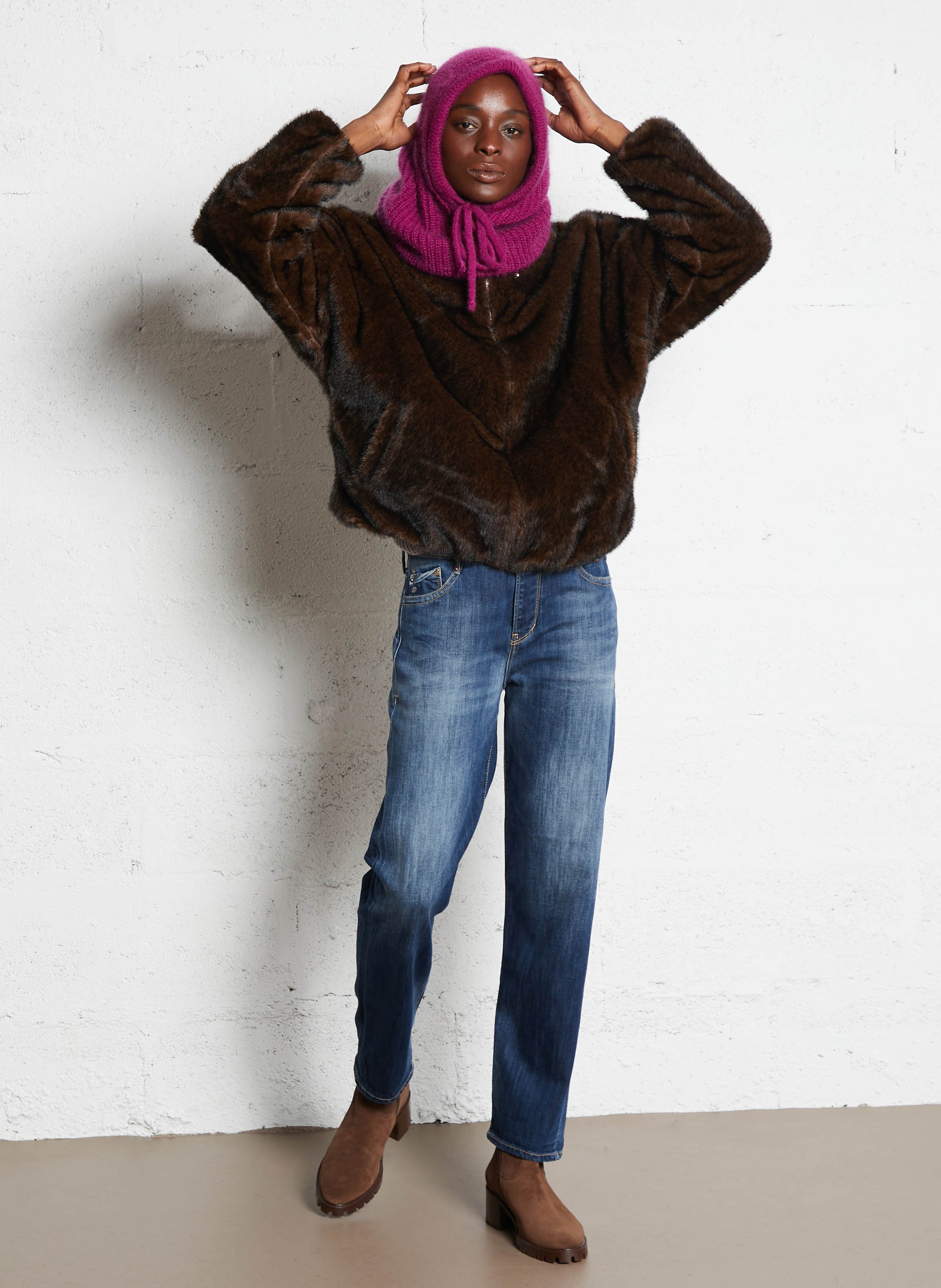 Bottines à talons en cuir velours n°79 RIVECOUR Marron