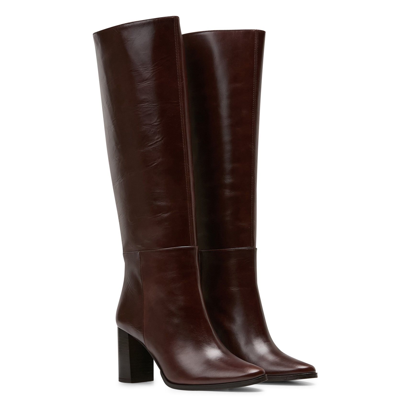 Bottes à talons en cuir n°832 RIVECOUR Marron