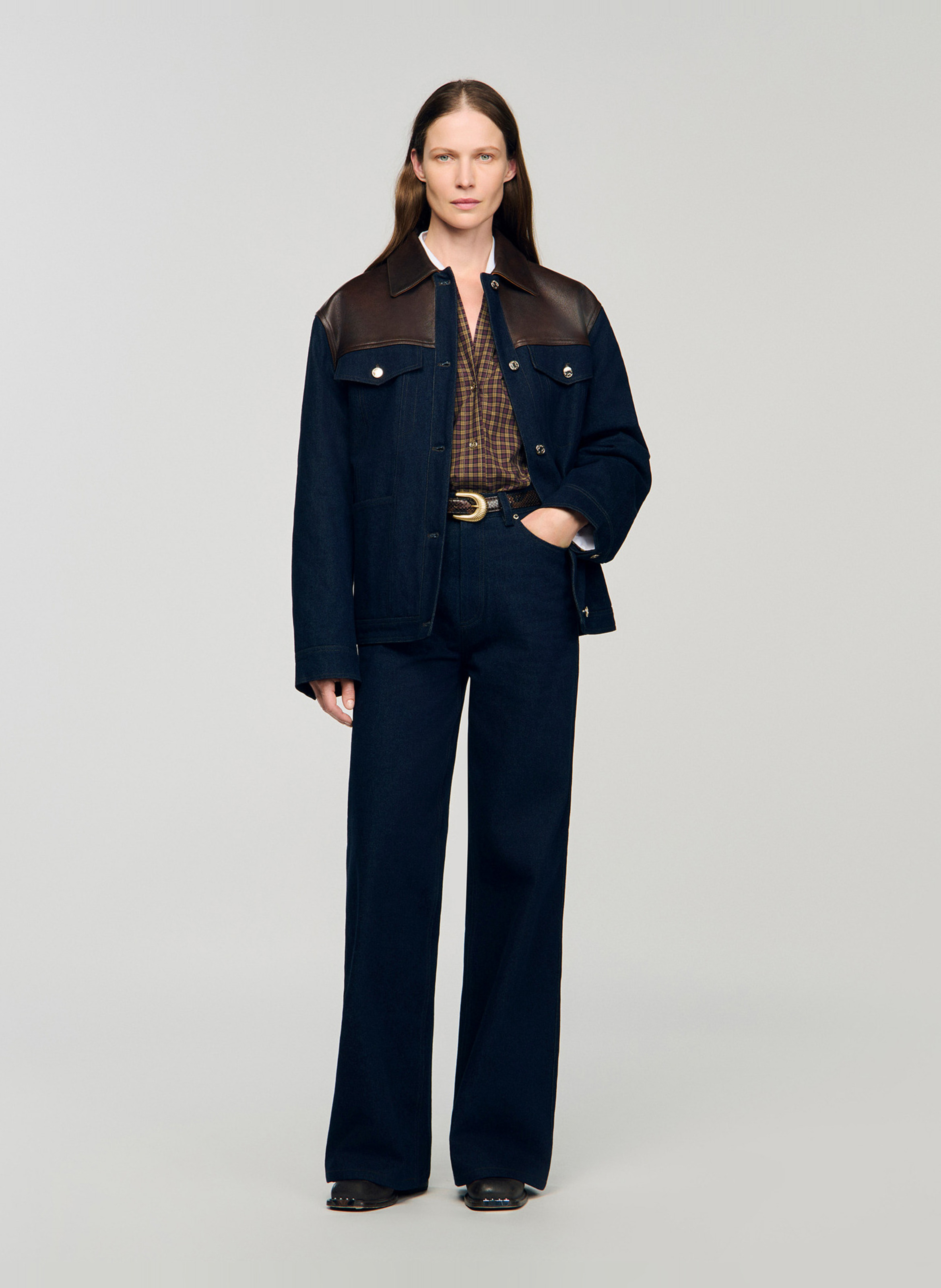 Jean large en coton SANDRO Bleu