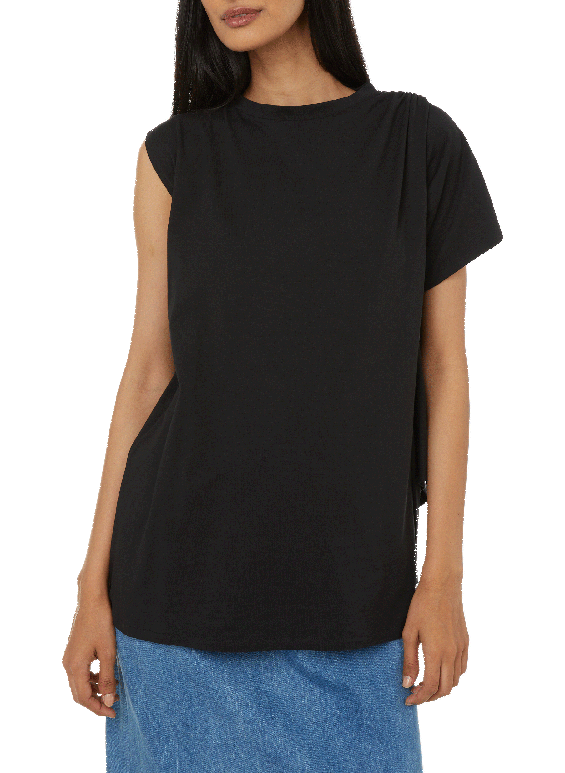 MOSSI Asymmetric cotton T-shirt Black
