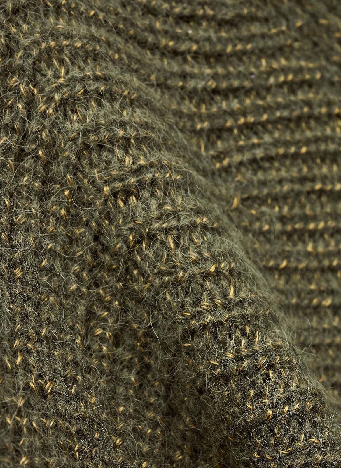 Pull col roulé en laine mélangée roumane Kaki