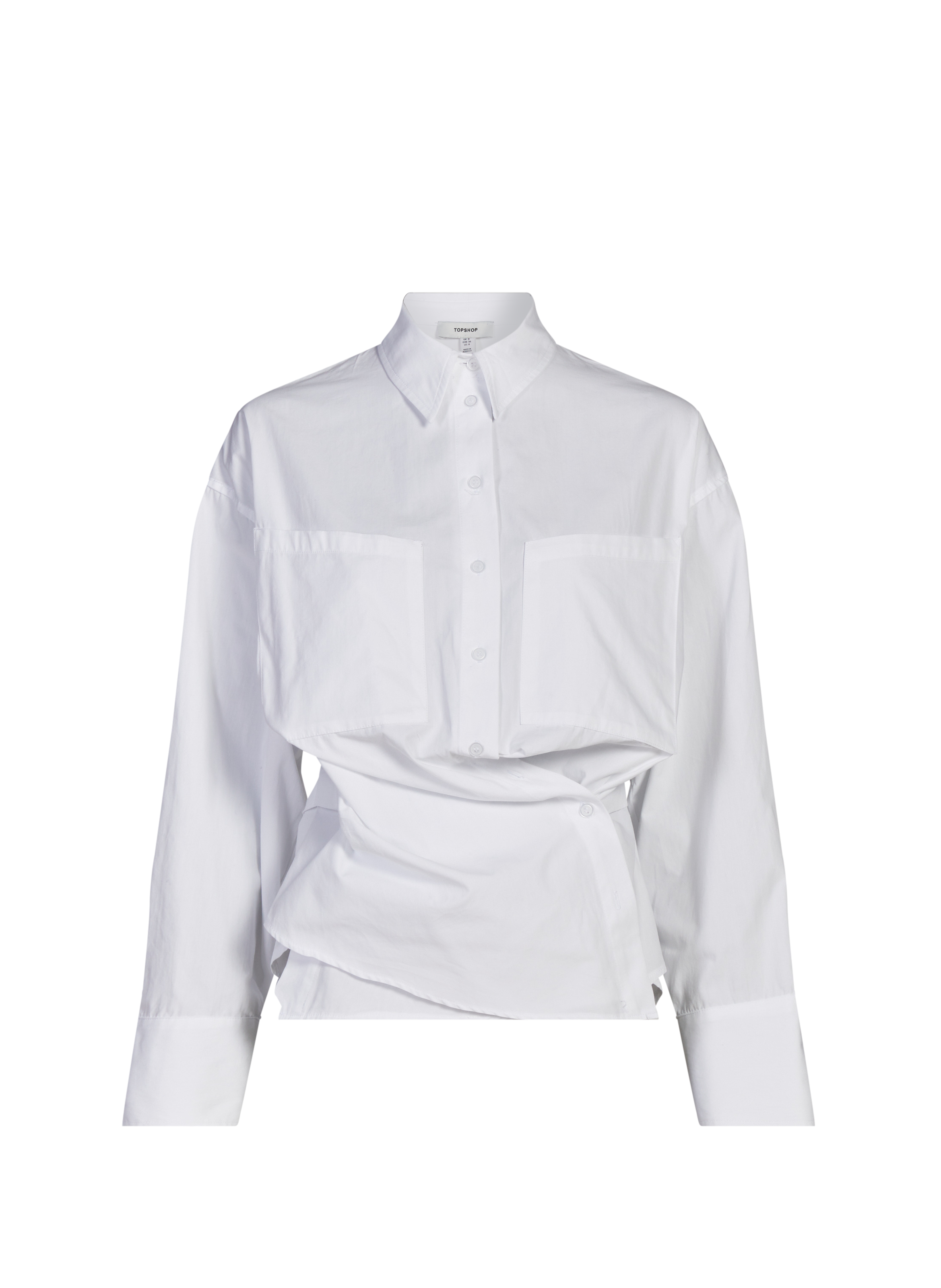Asymmetrical cotton shirt TOPSHOP White