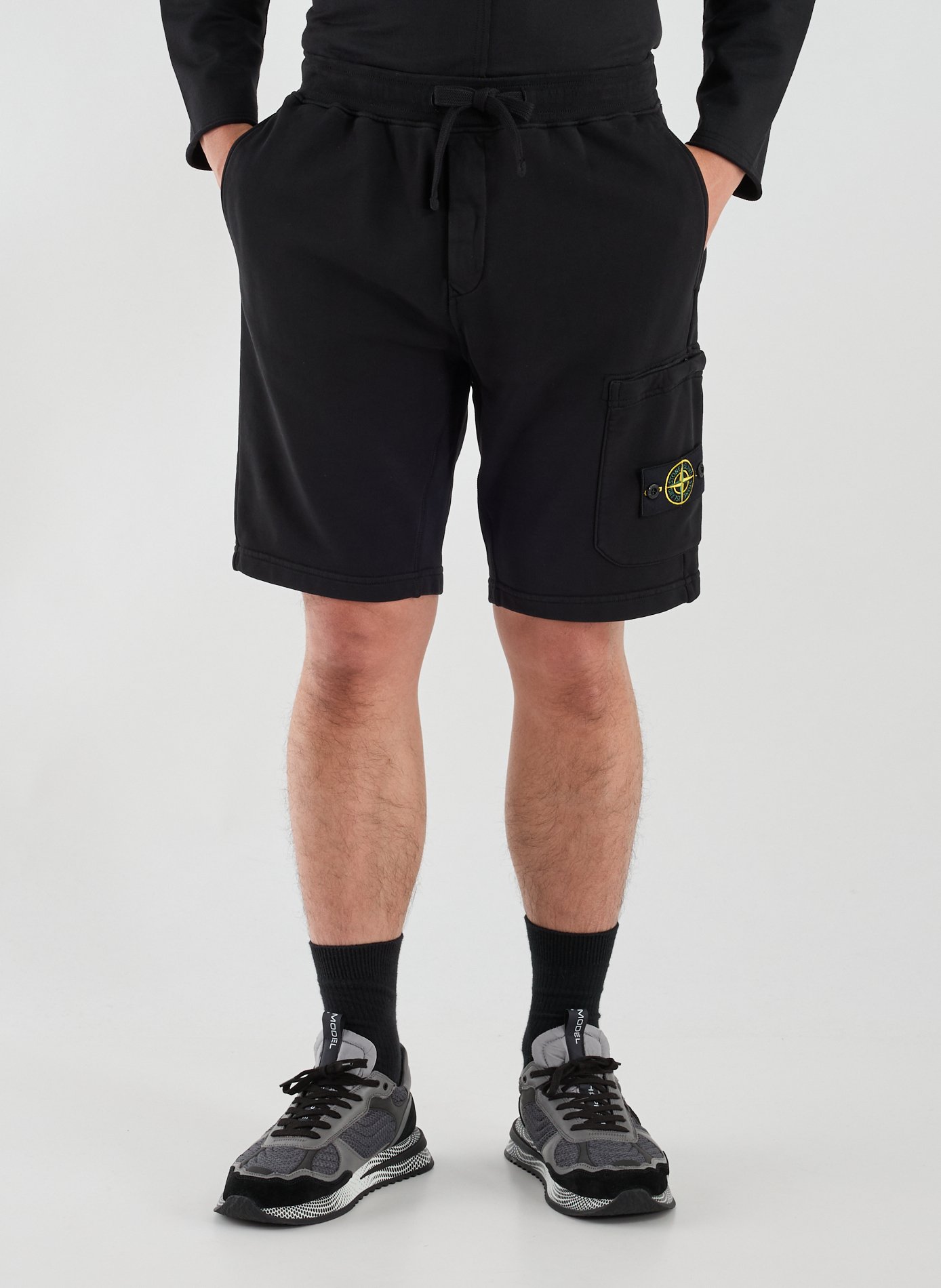Plain cotton shorts STONE ISLAND Black