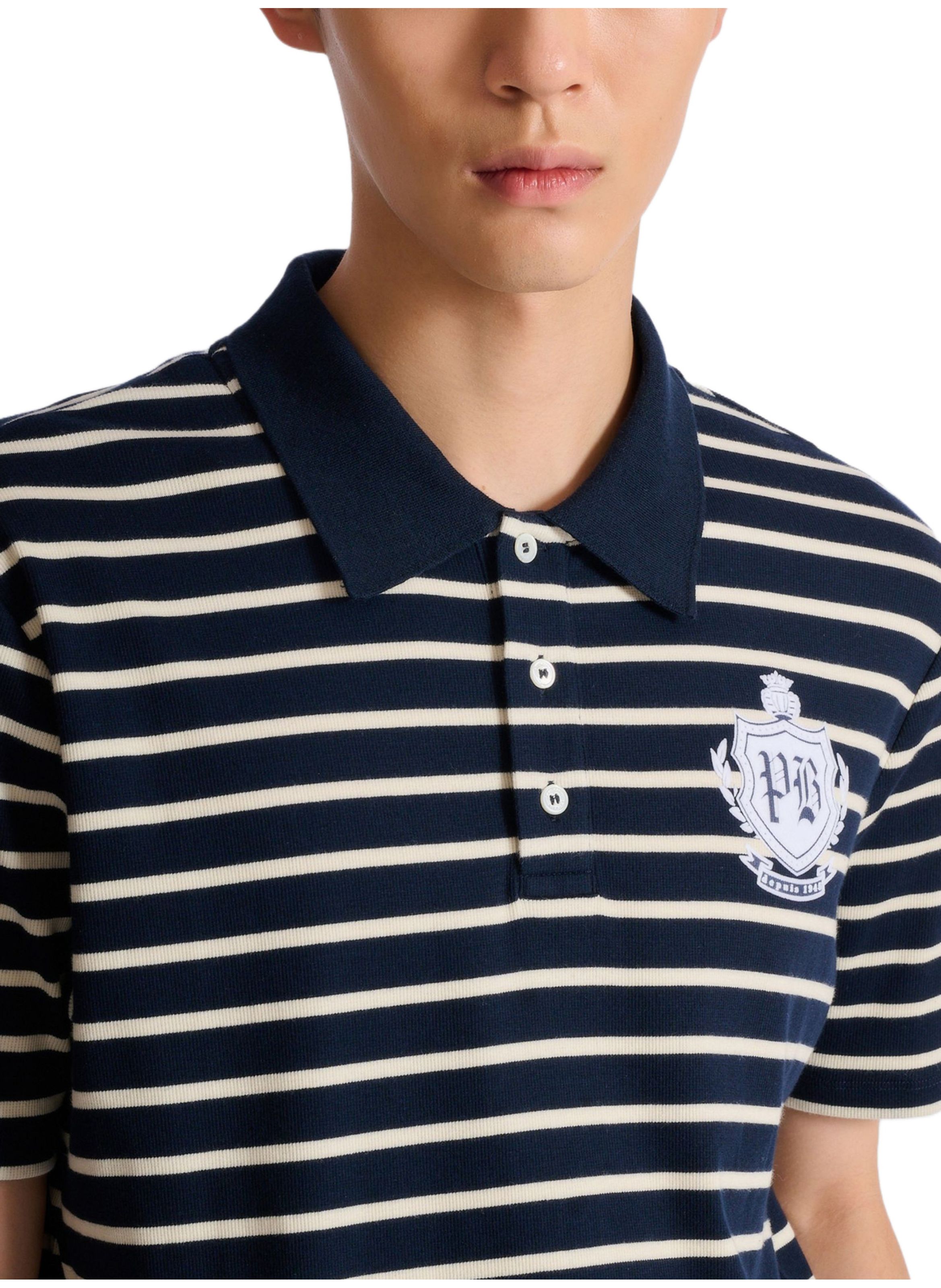 Polo marinière college emblem BALMAIN Bleu