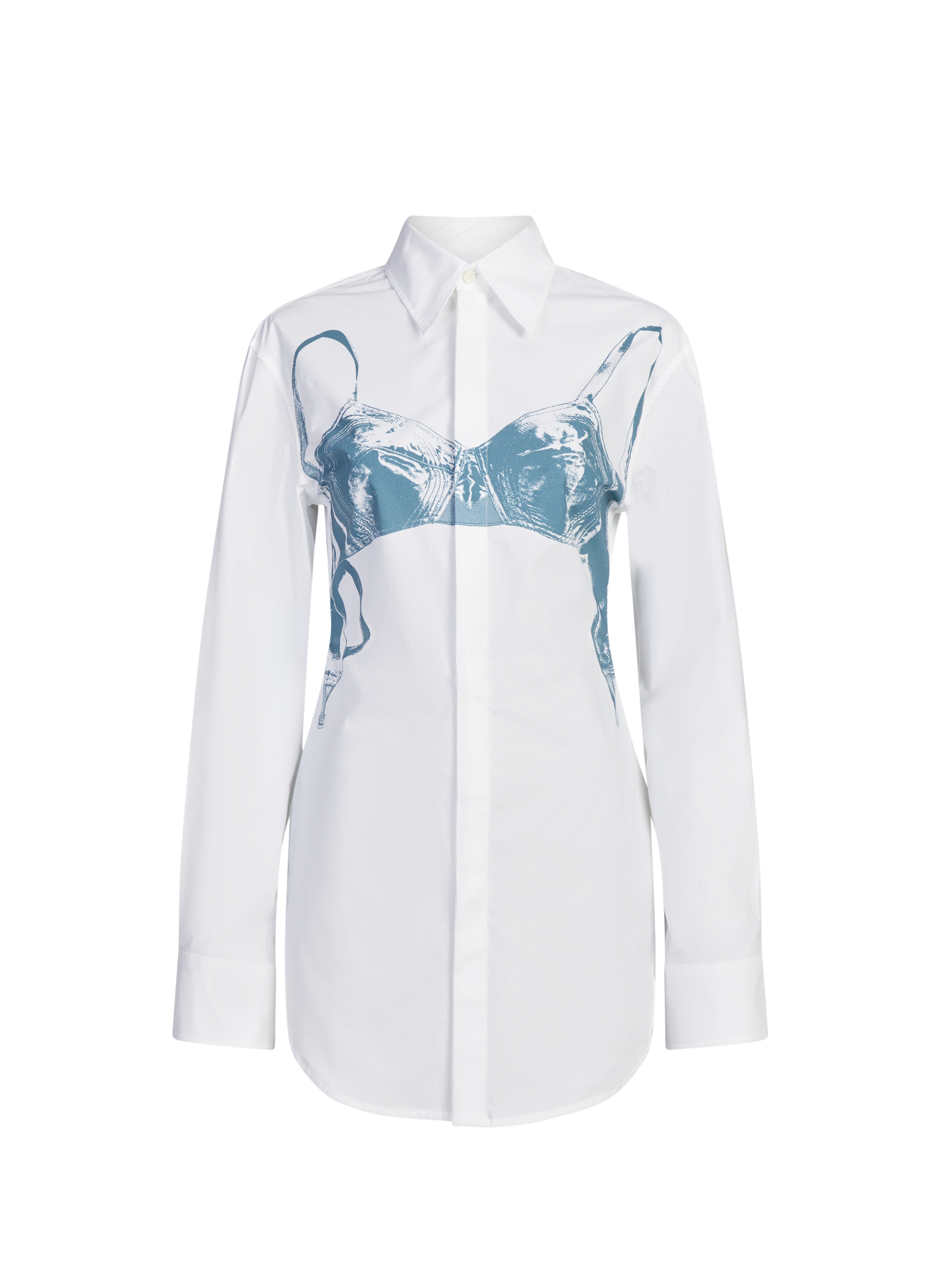 Fitted shirt with printed bra in cotton blend JEAN PAUL GAULTIER White