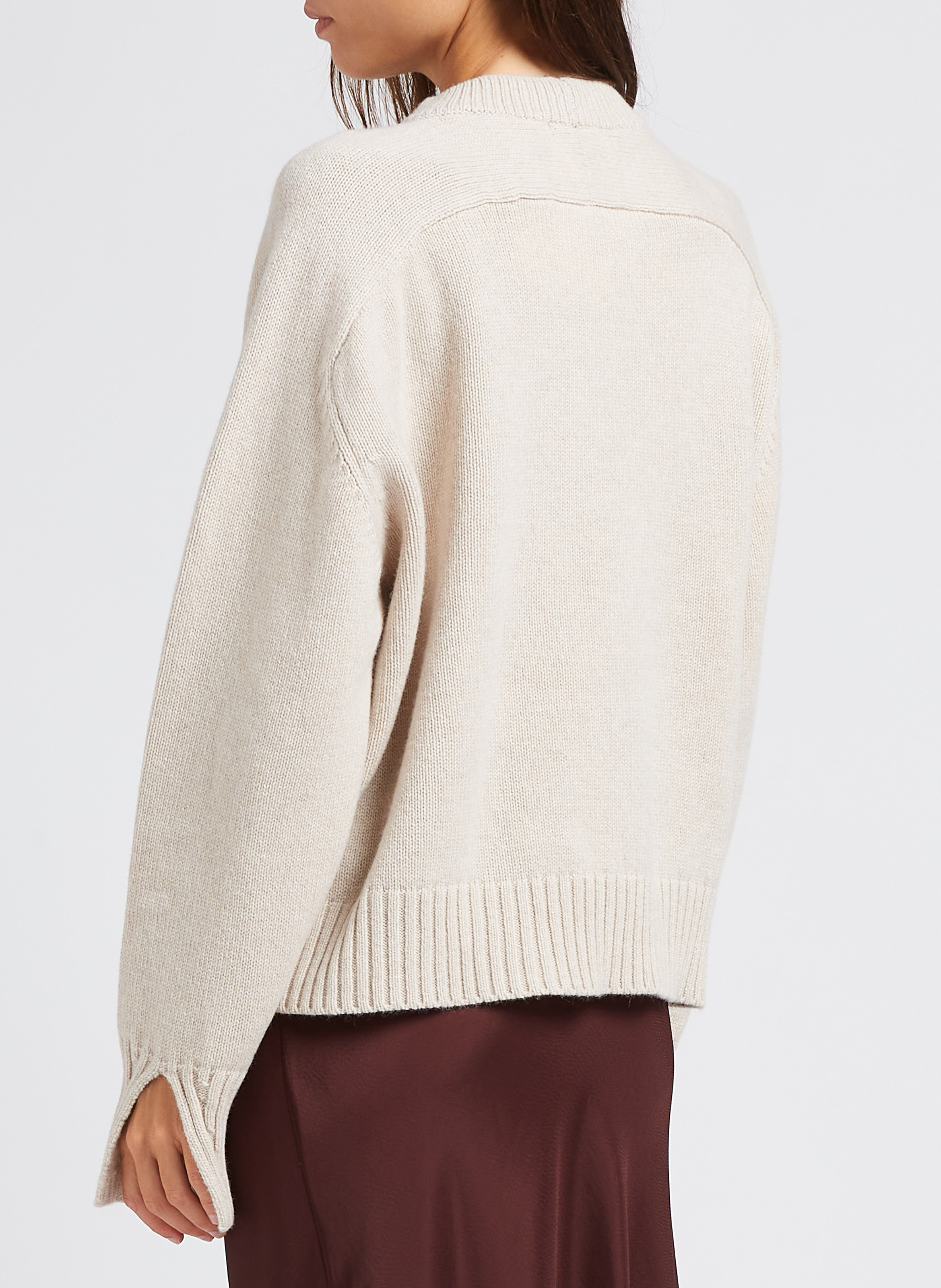 Pull col rond ample en laine will SOEUR Beige