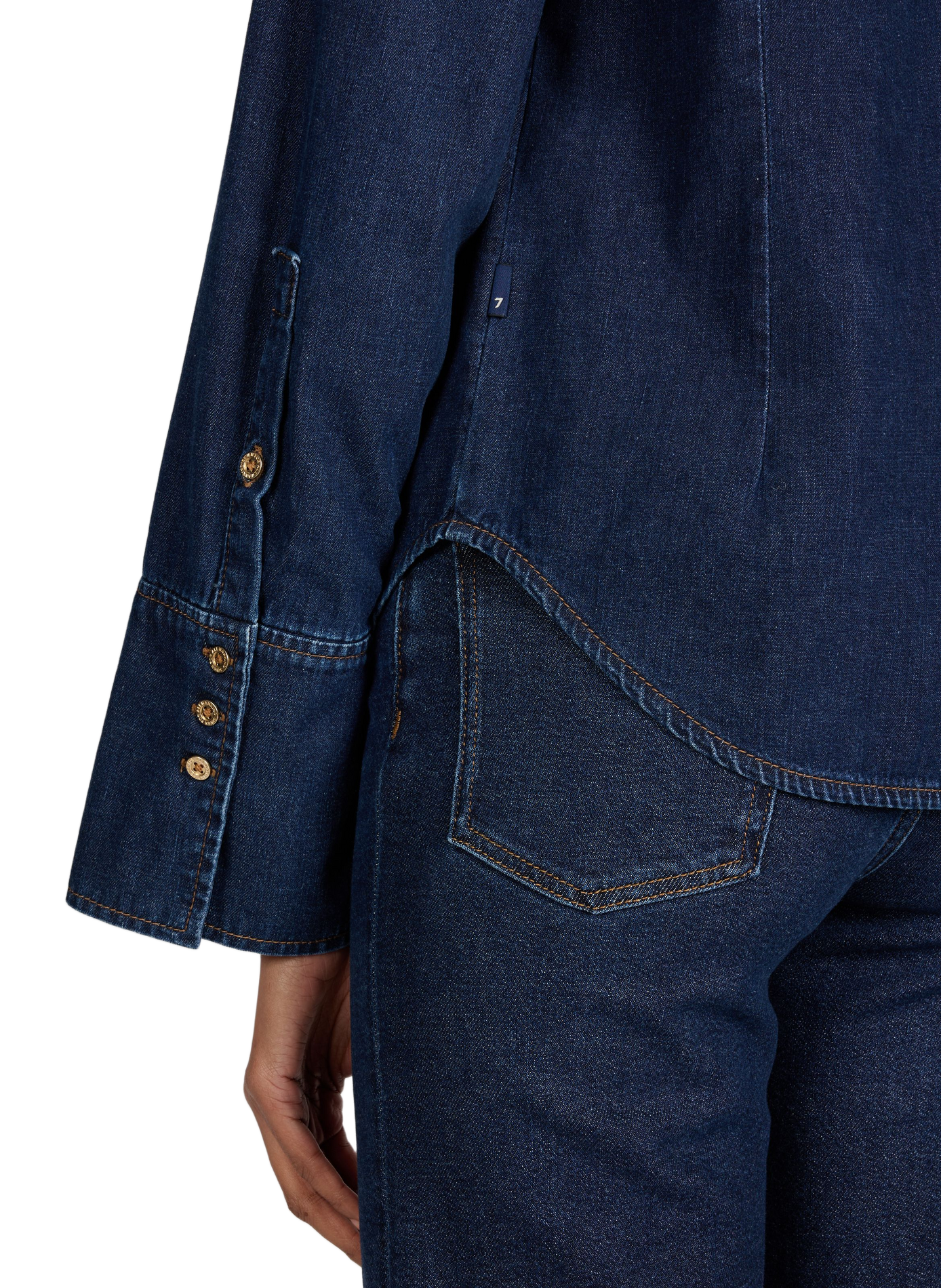 Denim shirt with classic cotton collar 7 FOR ALL MANKIND Blue