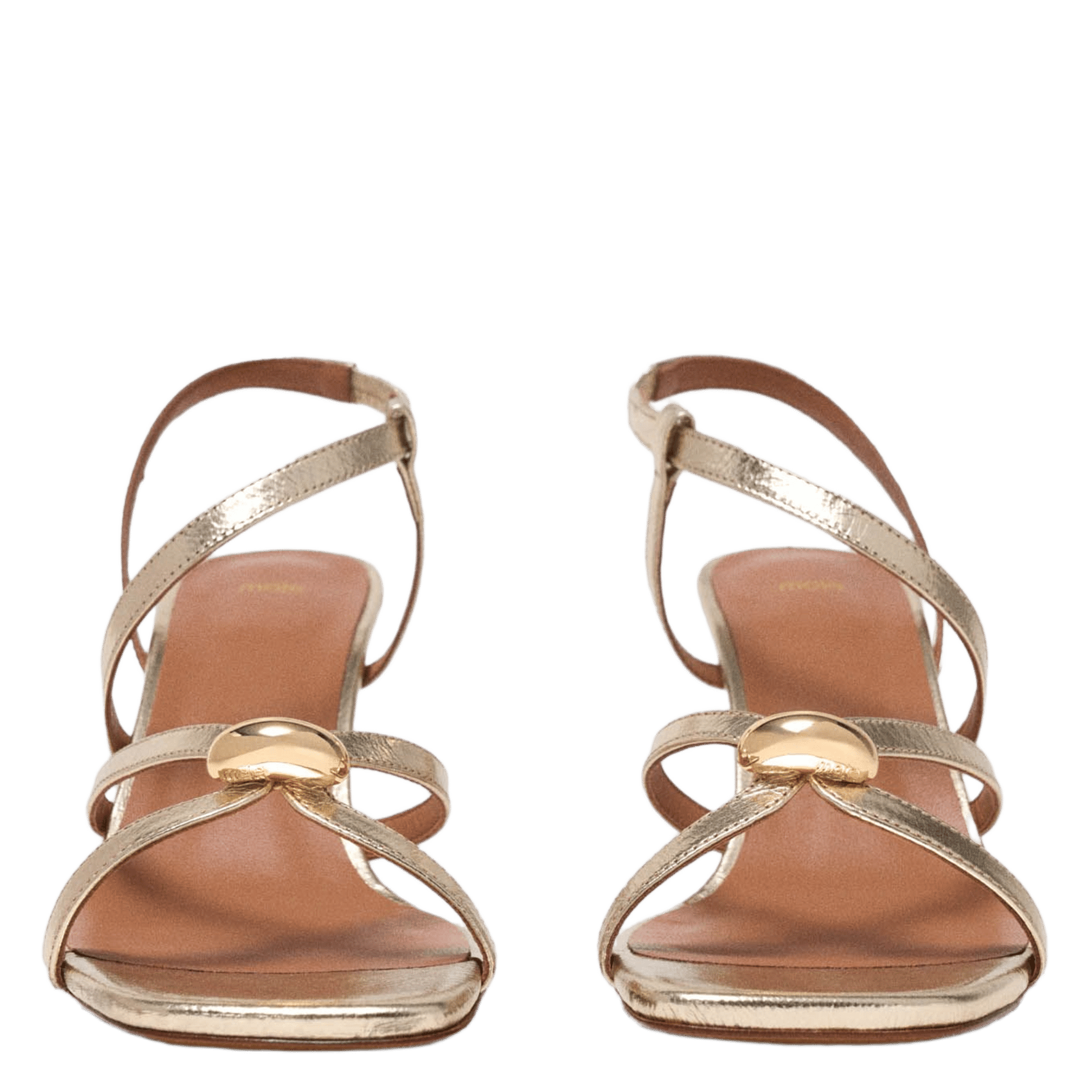 Sandales à talon en cuir métallisé MAJE Doré