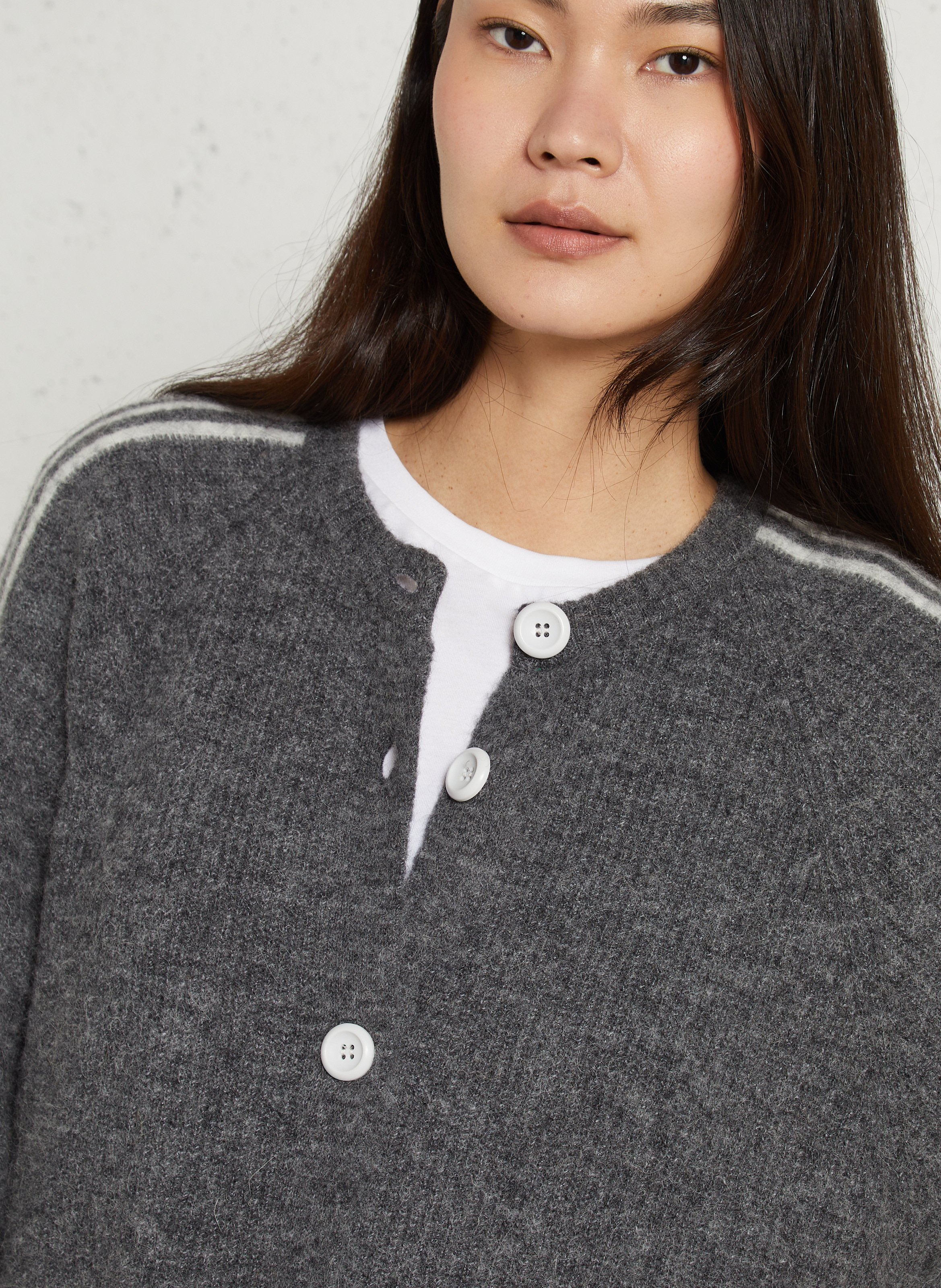 Gilet droit col rond en maille vitow AMERICAN VINTAGE Gris