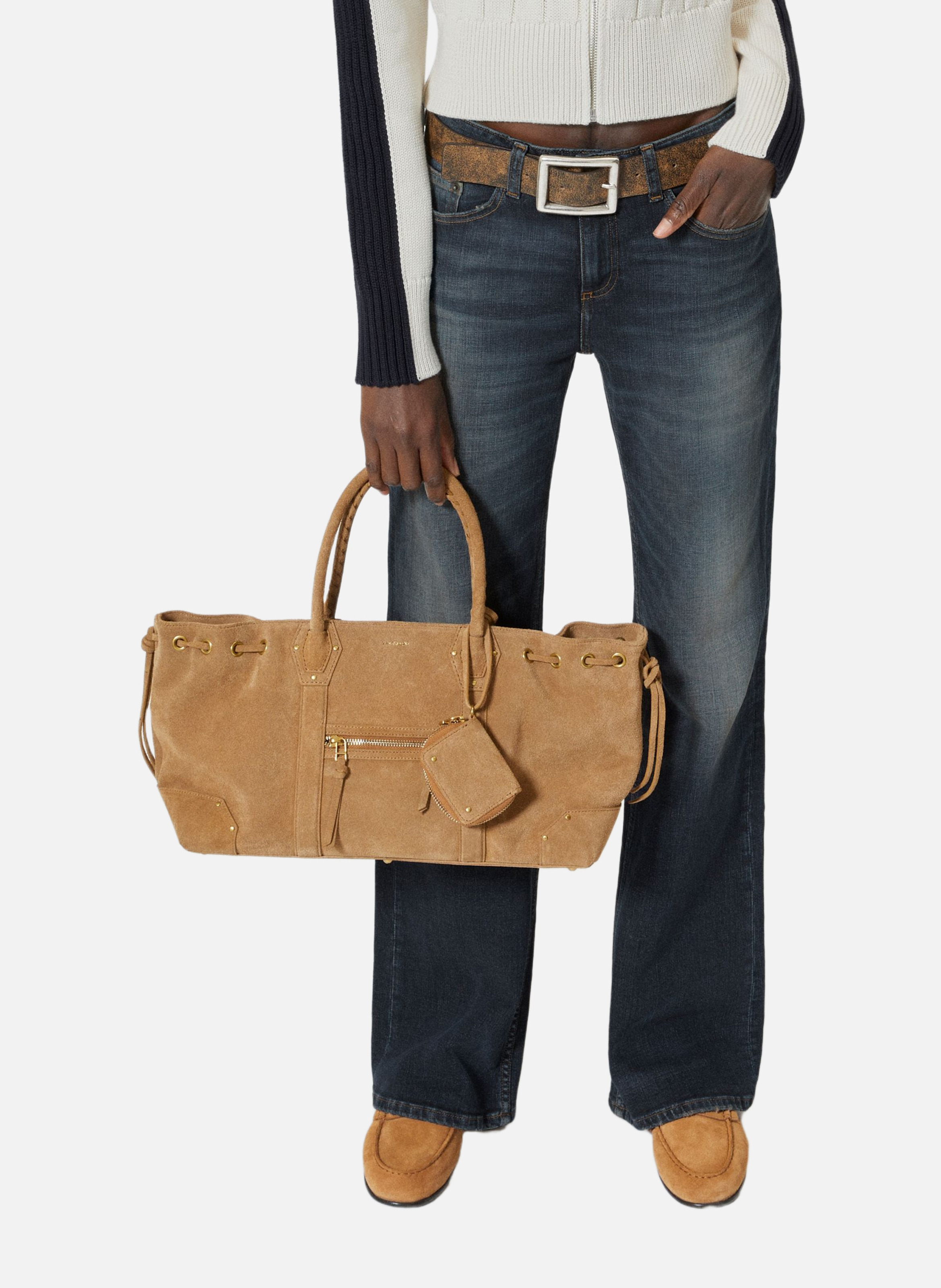 Sac cabas en suède THE KOOPLES Marron