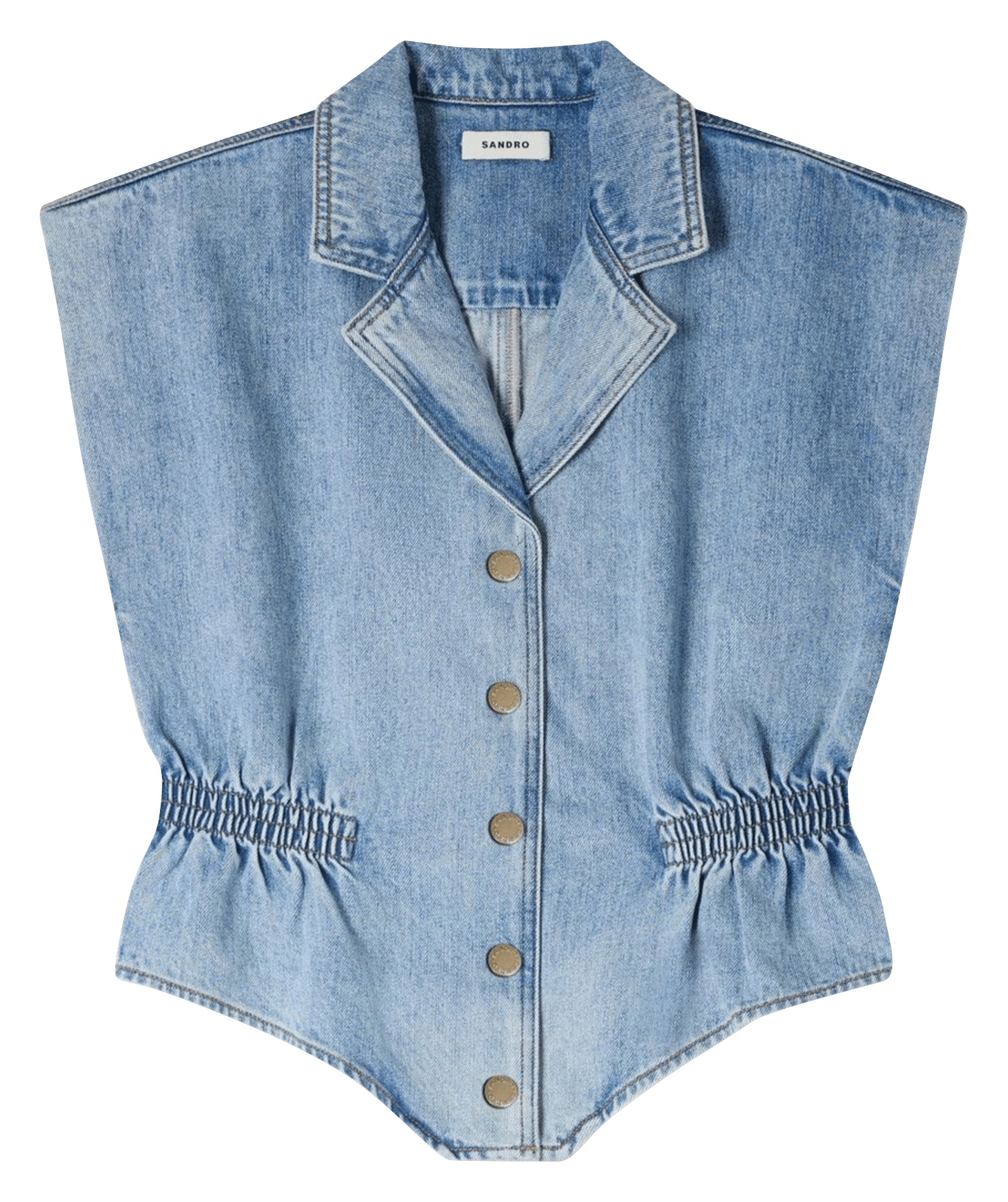 Top col tailleur en denim SANDRO Bleu