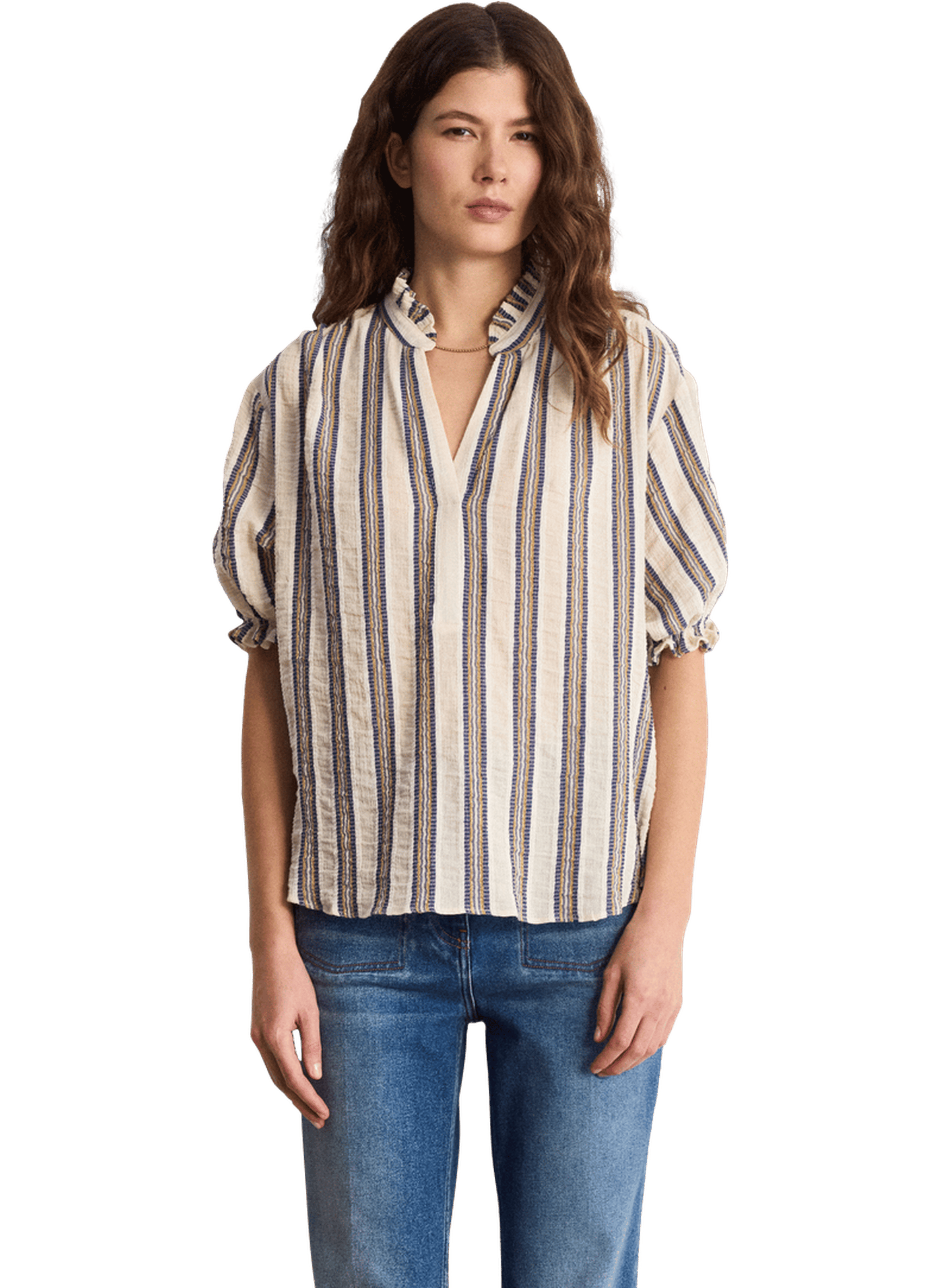 Blouse à rayures et volants - cayla PABLO Beige