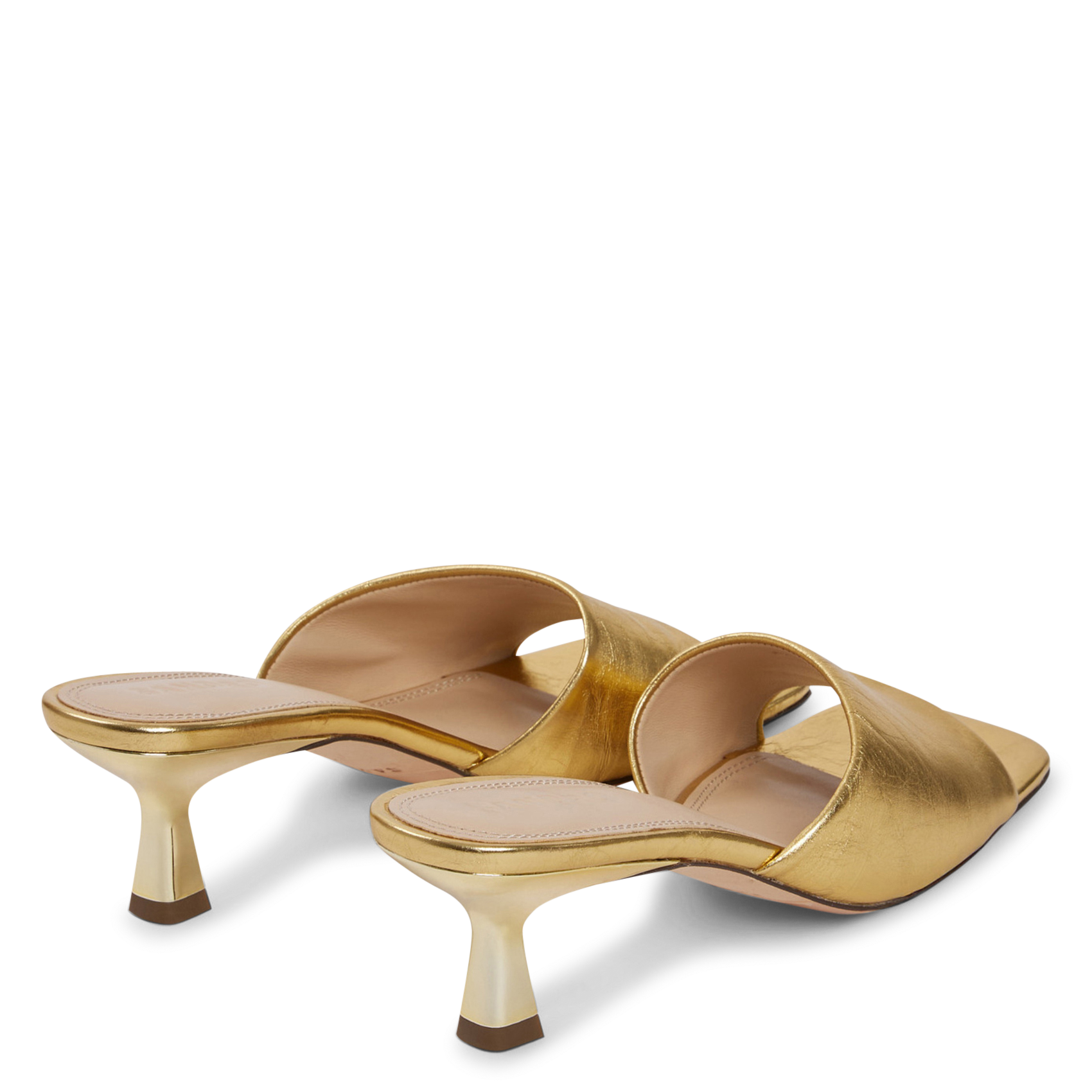 Mules brillantes carrées en cuir SANDRO Doré