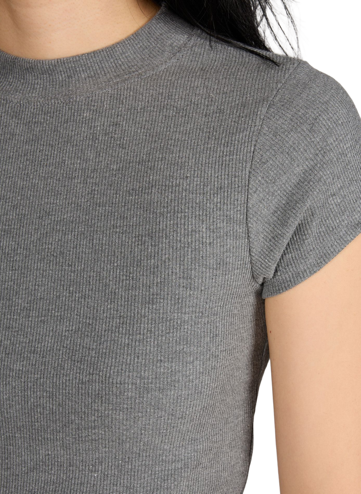 Cotton-blend round-neck T-shirt TOPSHOP Grey