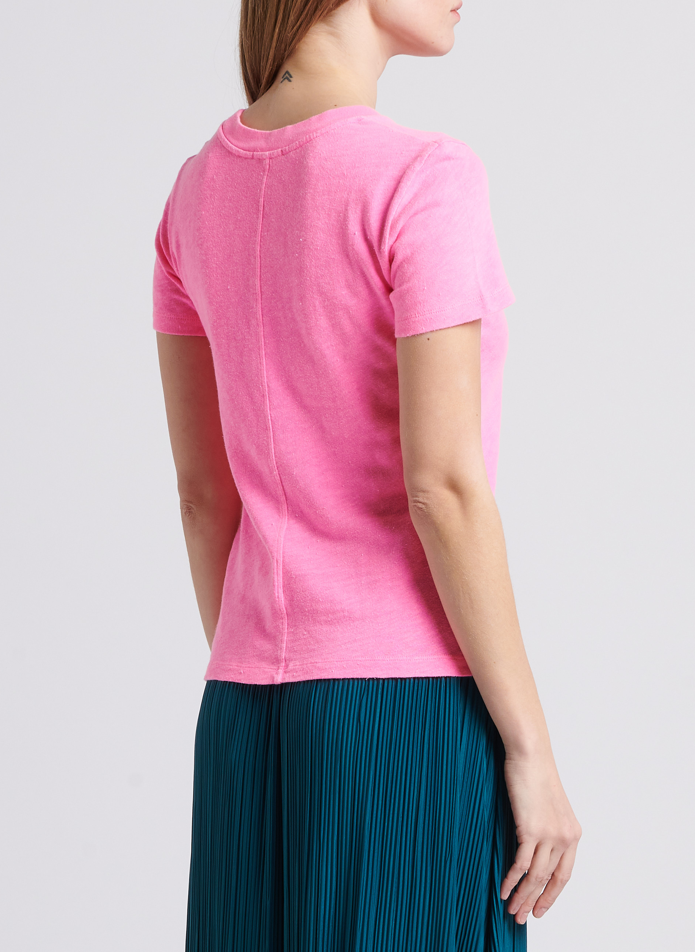 Tee-shirt col rond droit en coton sonoma AMERICAN VINTAGE Rose