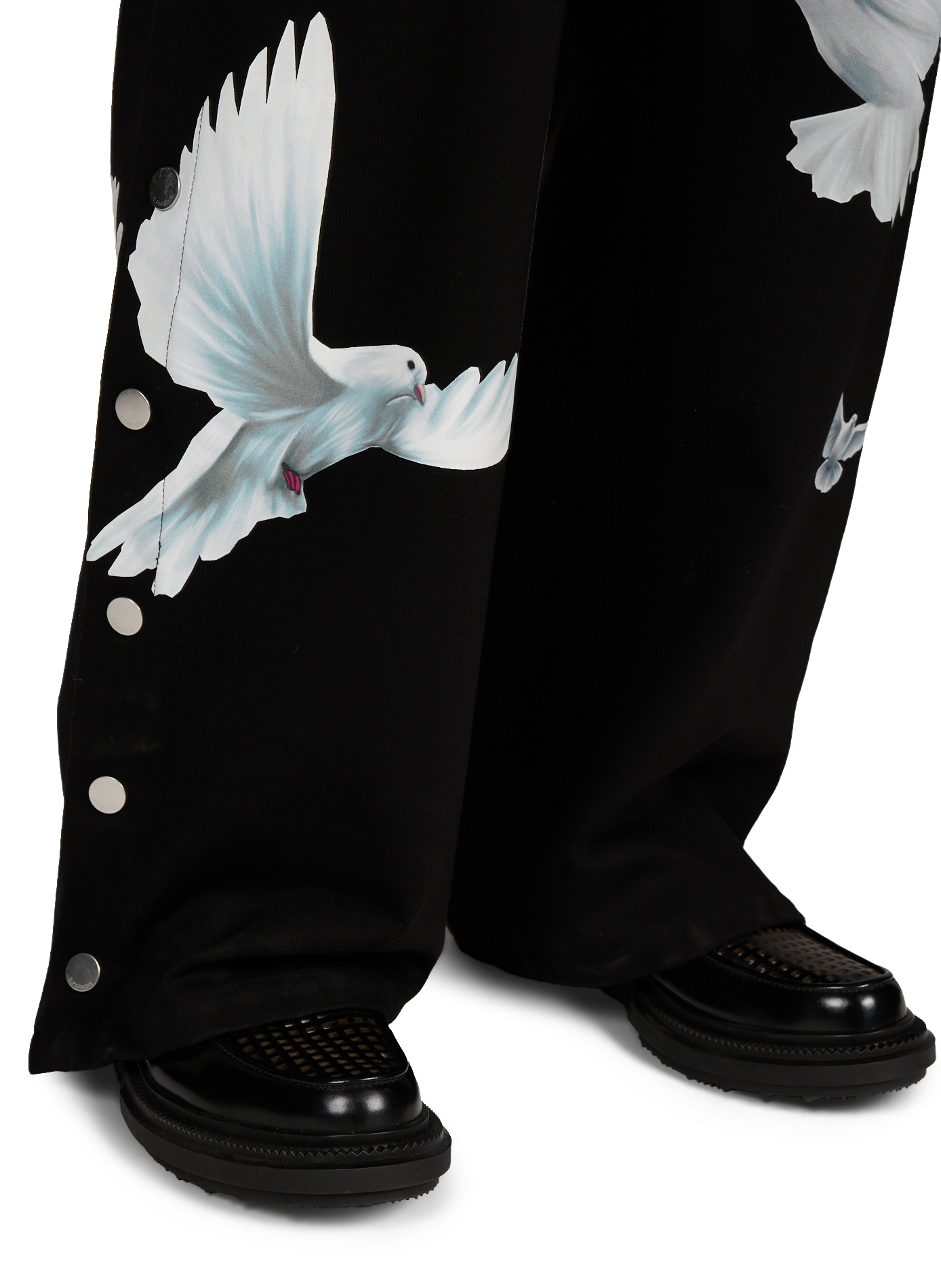 Straight printed pants with buttons 3 PARADIS Black