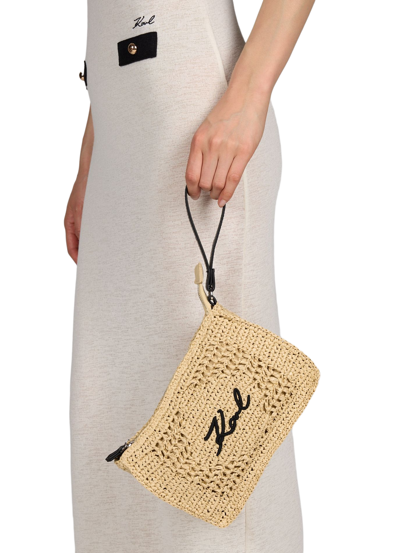 Embroidered toiletry bag K/Signature KARL LAGERFELD Brown