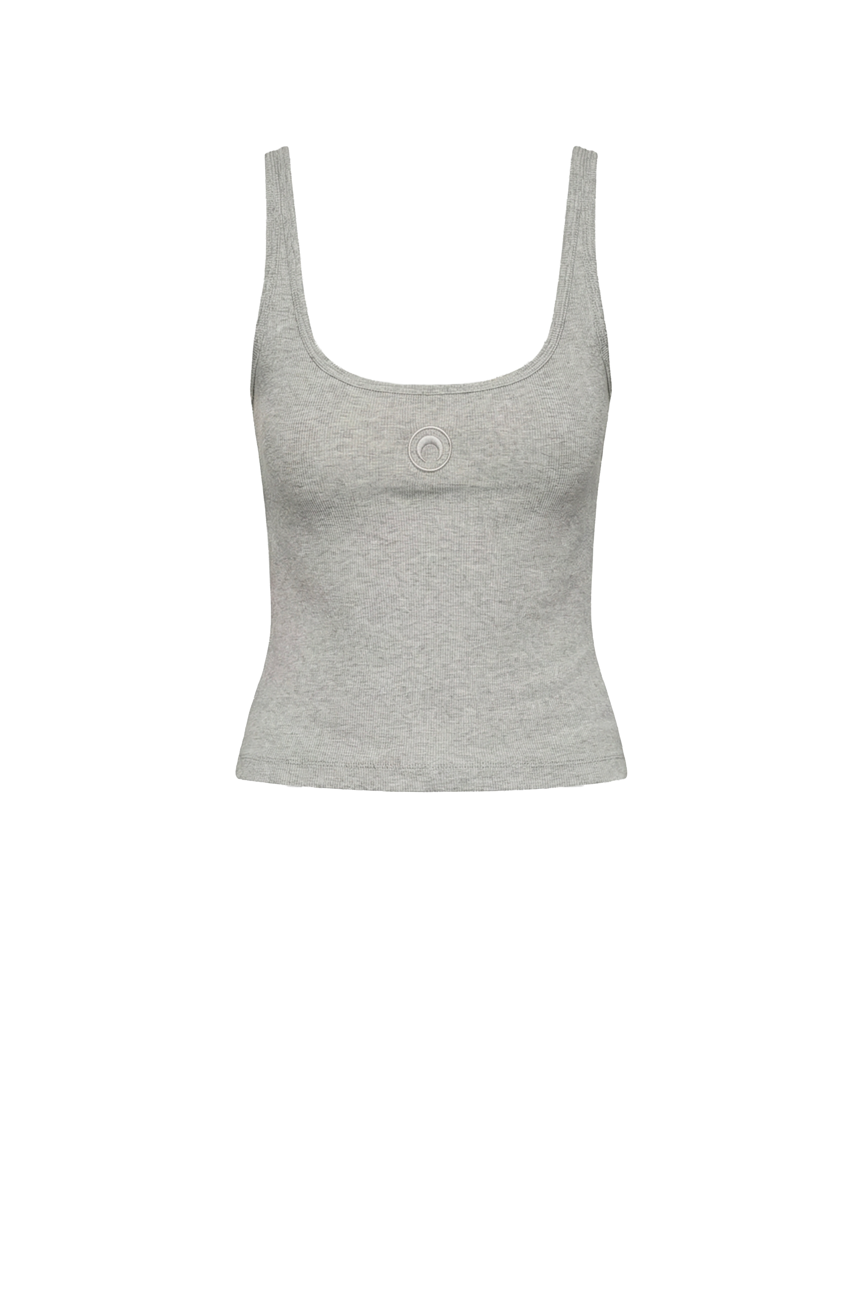 Moon logo ribbed jersey cropped tank top organic cotton MARINE SERRE Grey