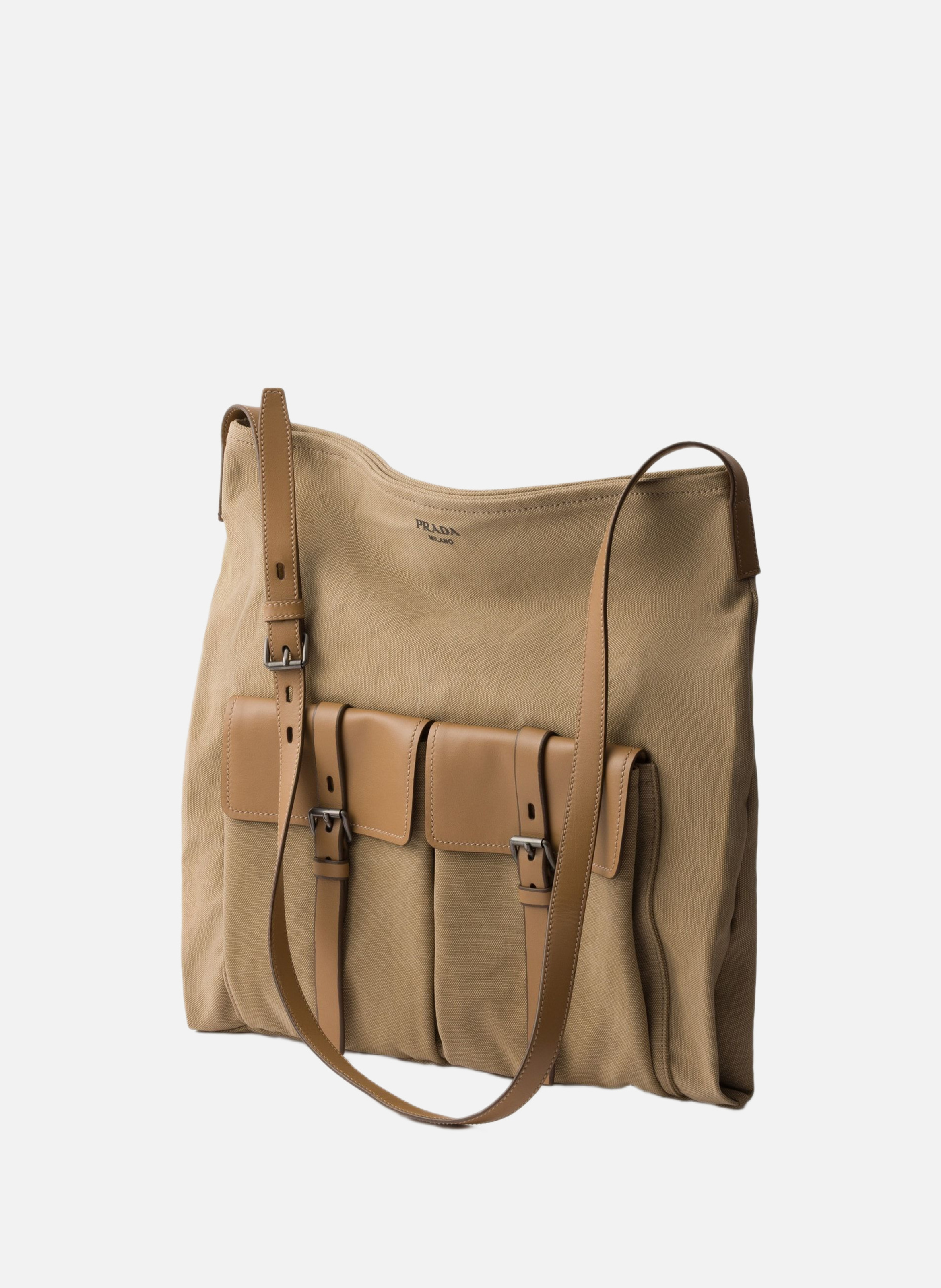 Sac porté épaule prada route en toile et cuir PRADA Beige