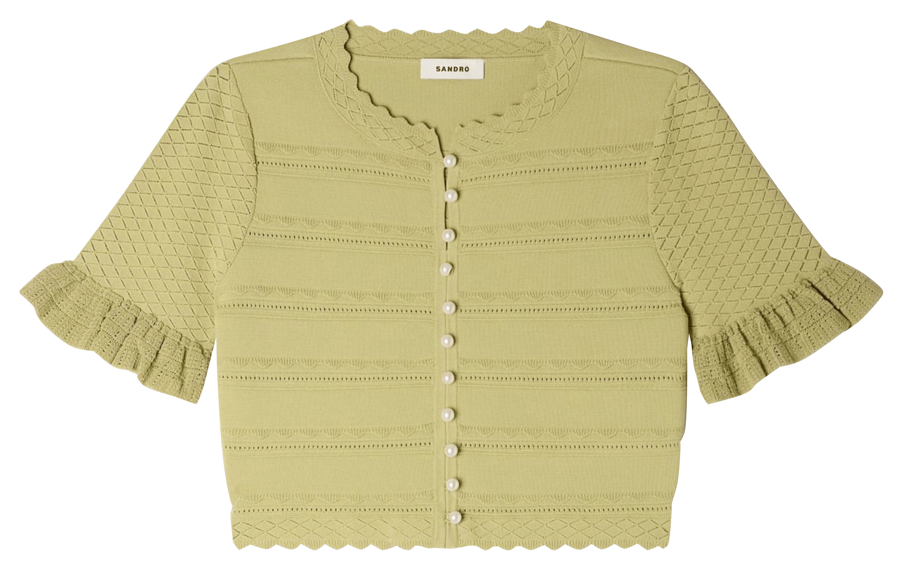 Cardigan court ajusté en maille SANDRO Vert