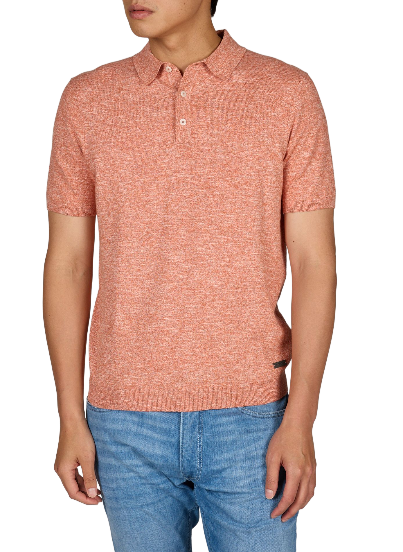Polo a maniche corte in cotone e lino. PIERRE CARDIN Arancione