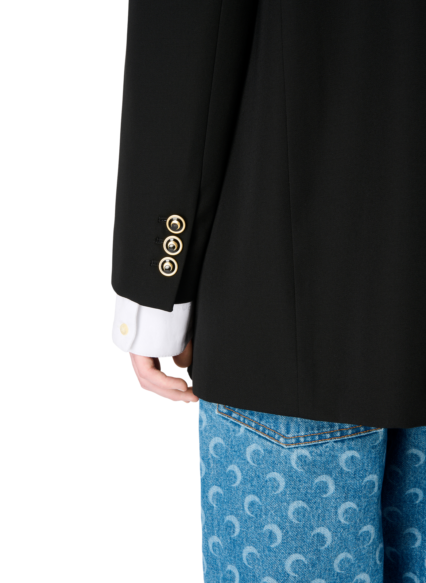 Blazer boxy en sergé de laine vierge unisexe MARINE SERRE Noir