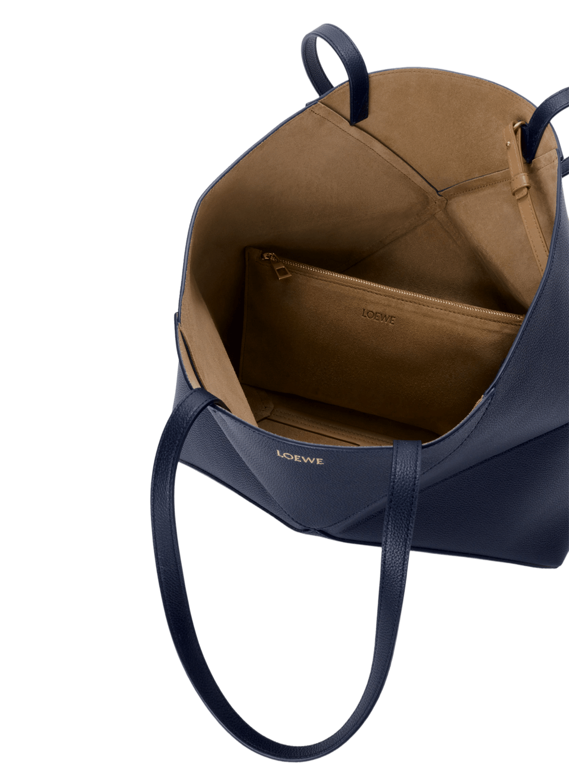 Middelgrote Puzzle Fold schoudertas in zacht graankalfsleer LOEWE Blauw