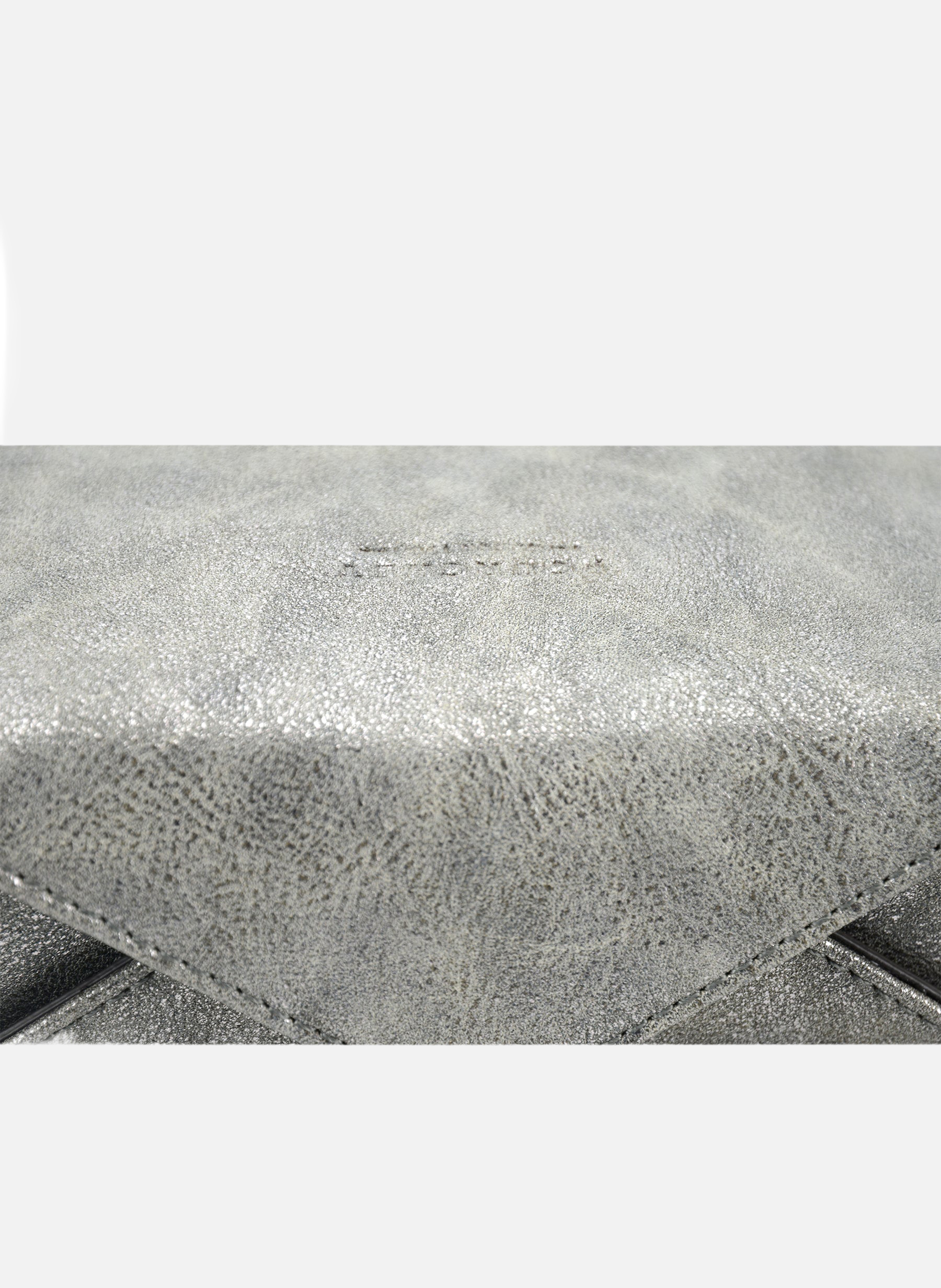 Cassetta vernis | sac porté épaule en cuir de vachette | Gris POURCHET Femme