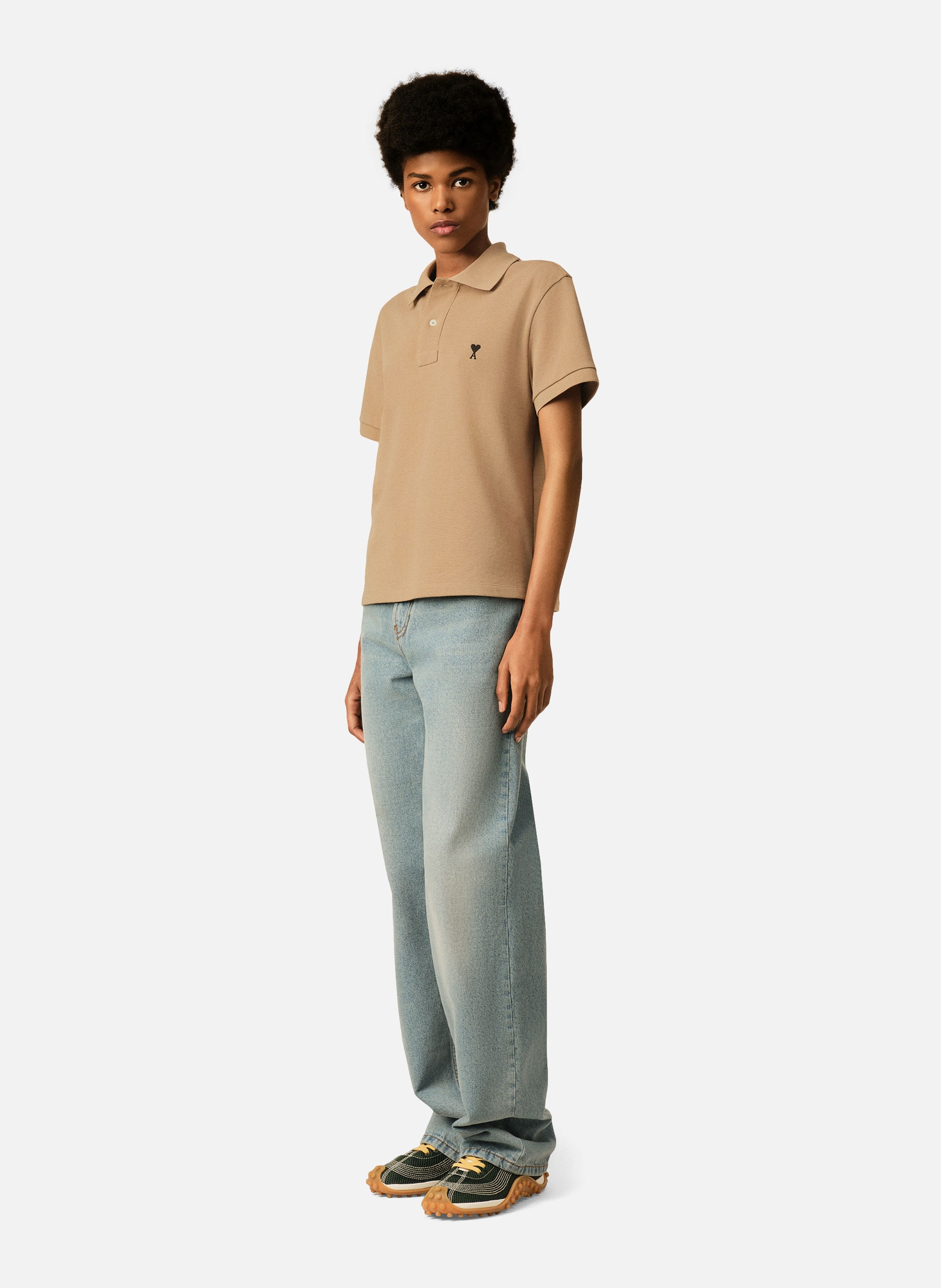 Polo en coton ami de coeur AMI PARIS Beige