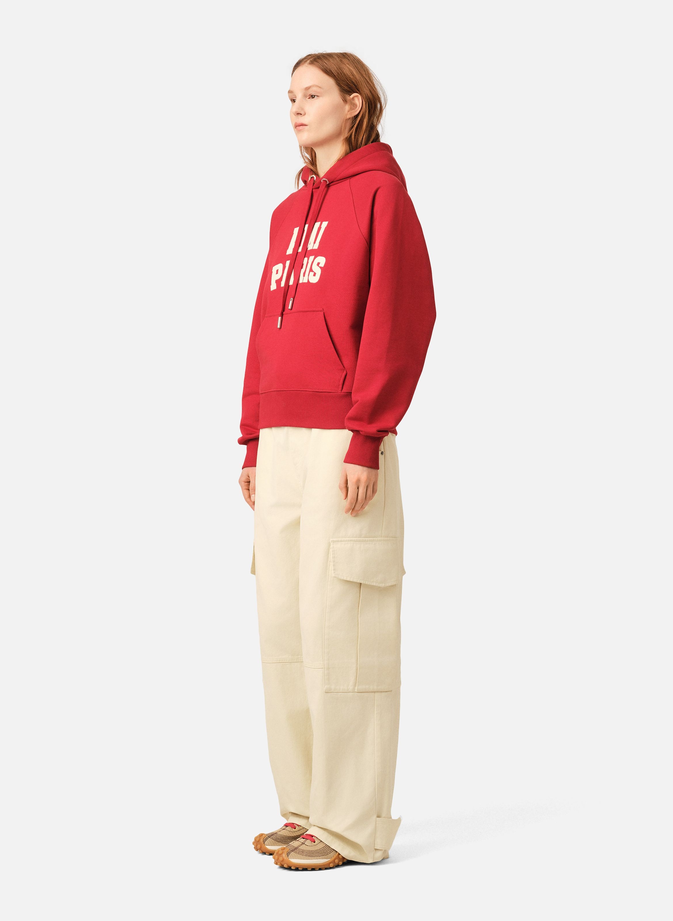 Pantalon cargo coupe baggy en coton AMI PARIS Blanc