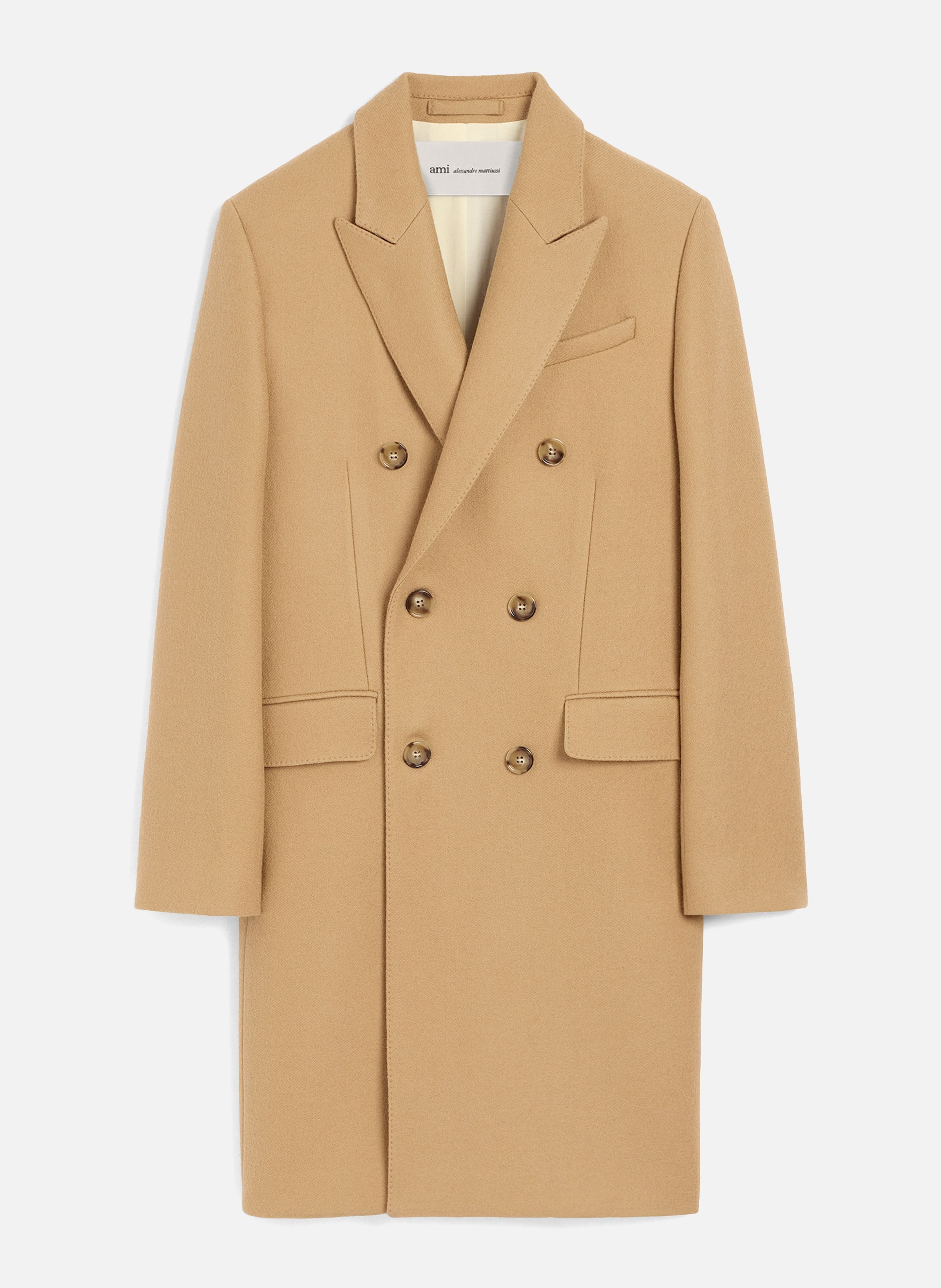 Manteau double boutonnage en laine AMI PARIS Beige