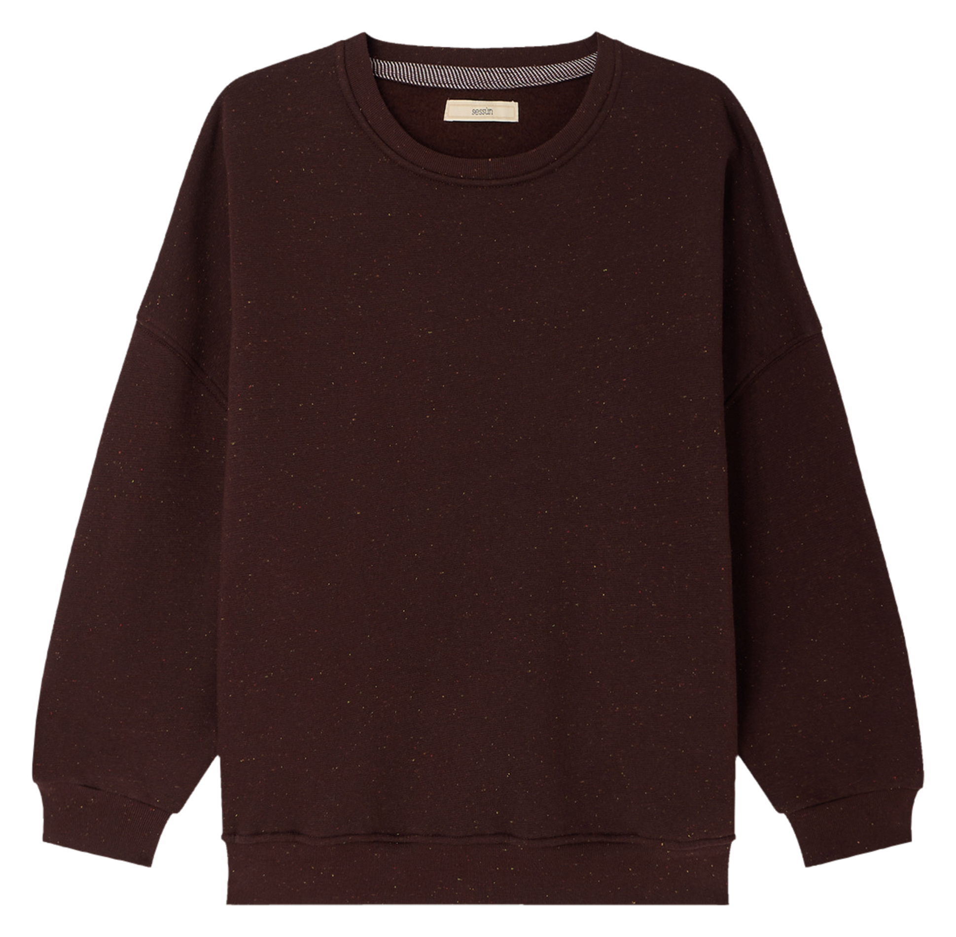 Sweat ample col rond moucheté en coton bio mélangé chebbi | Marron SESSUN Femme