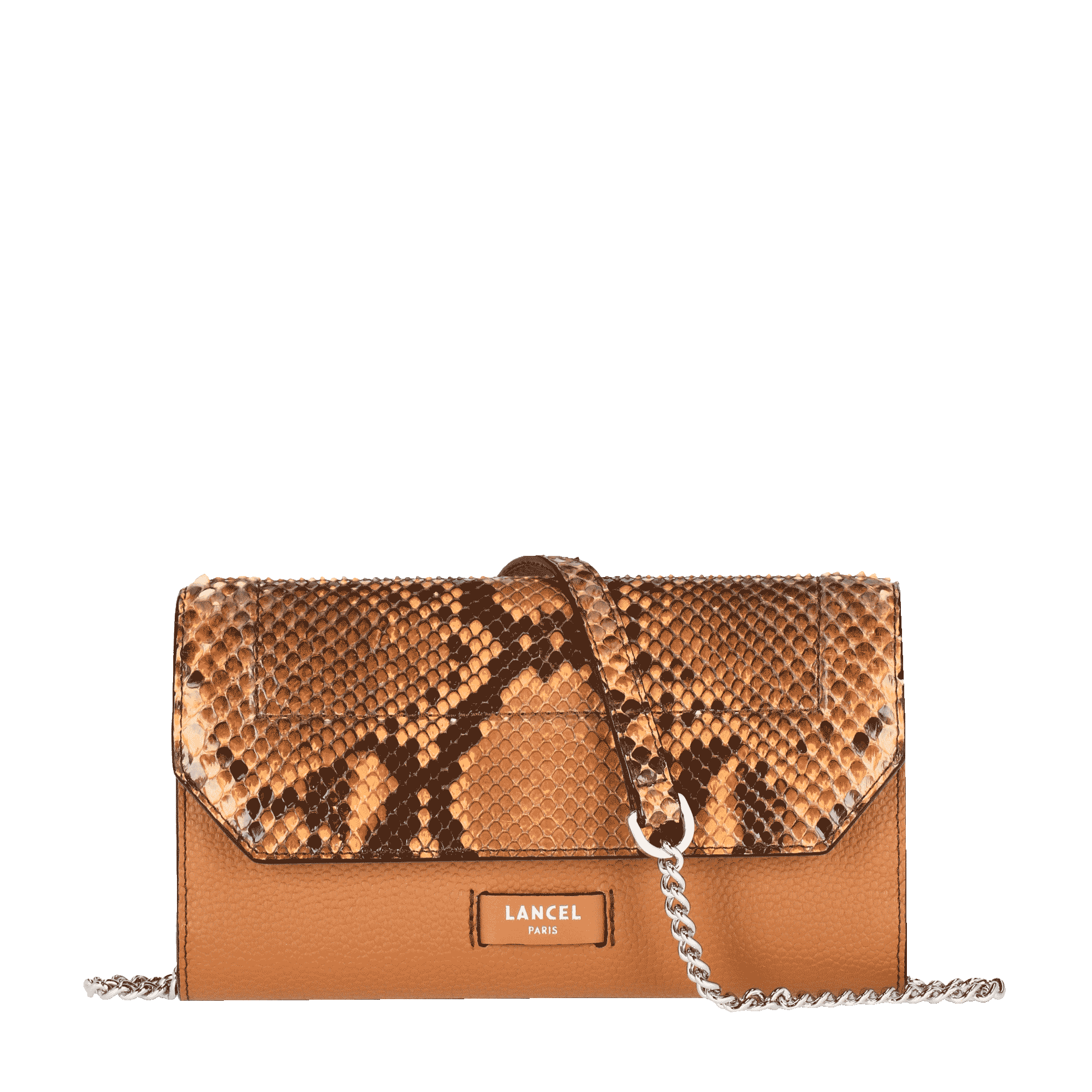 Portefeuille chaine ninon de lancel en cuir de vachette graine & python LANCEL Beige