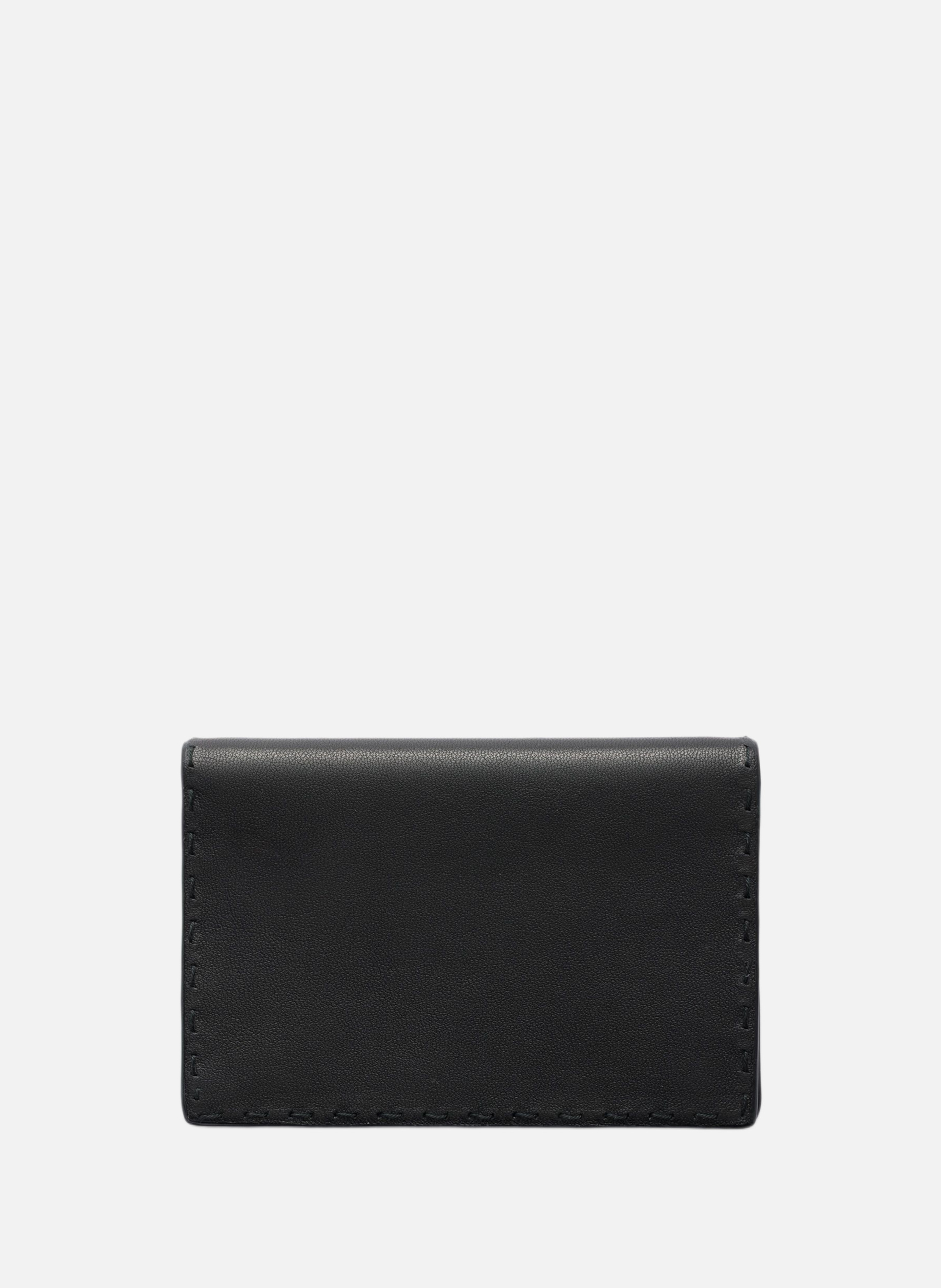 Porte-cartes en cuir vieilli PRADA Noir