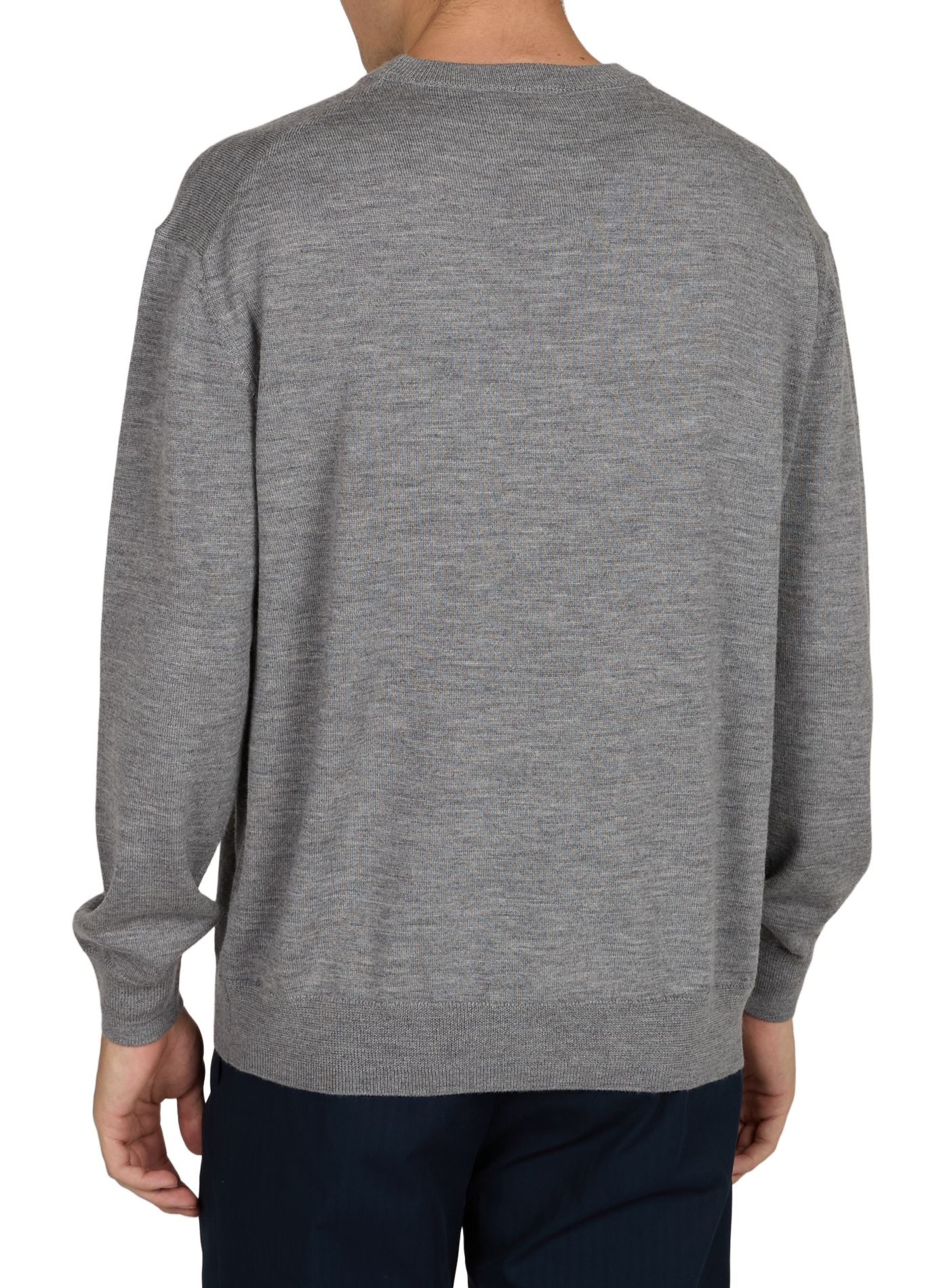 Pull à motif brodé en laine mérinos DROLE DE MONSIEUR Gris