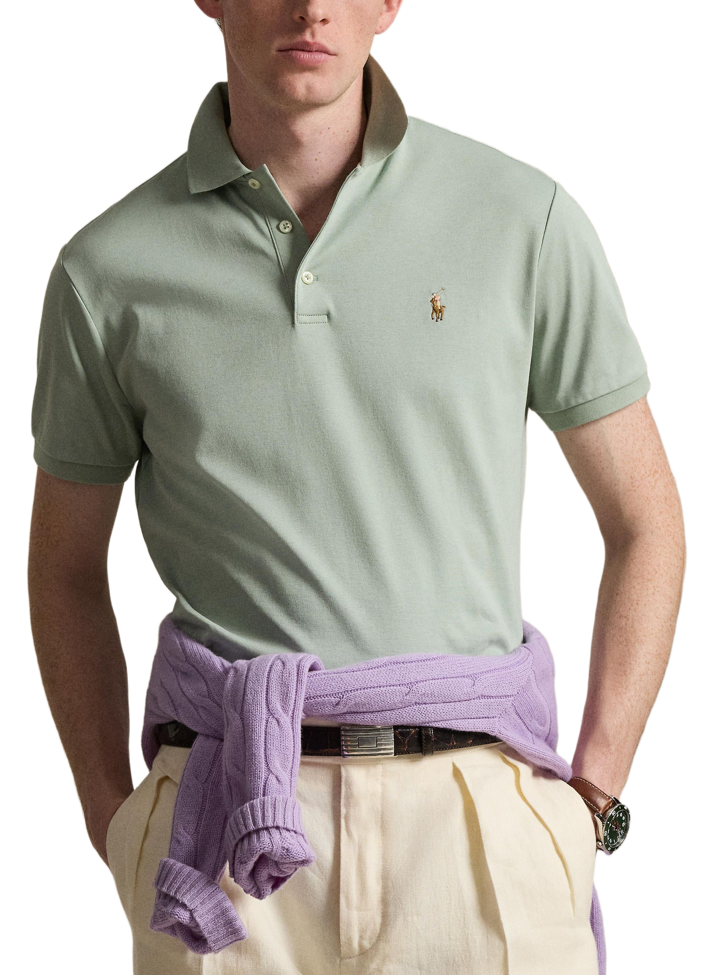 Polo droit en piqué de coton POLO RALPH LAUREN Vert