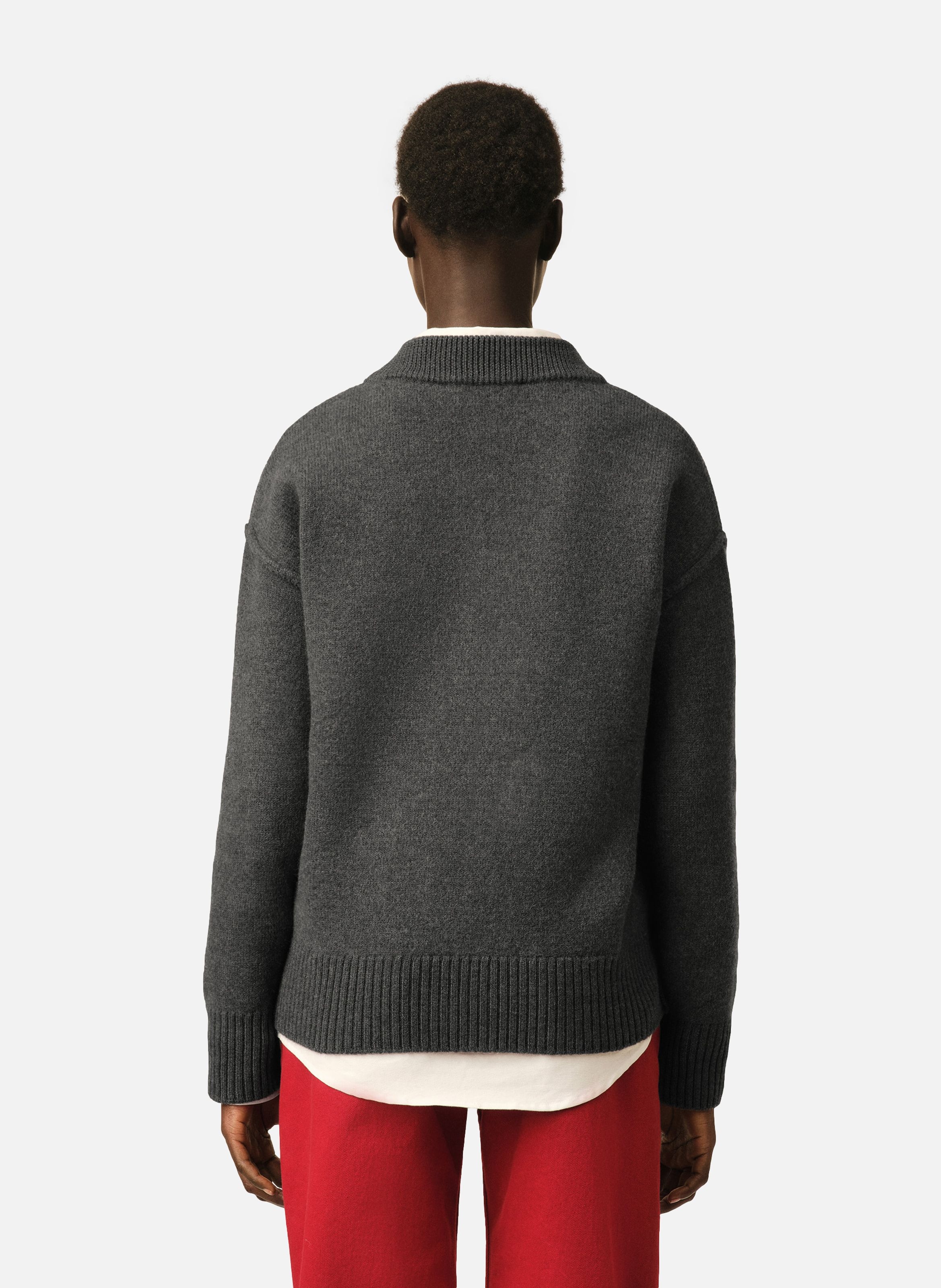 Cardigan unisexe en laine ami de coeur | Gris AMI PARIS Femme