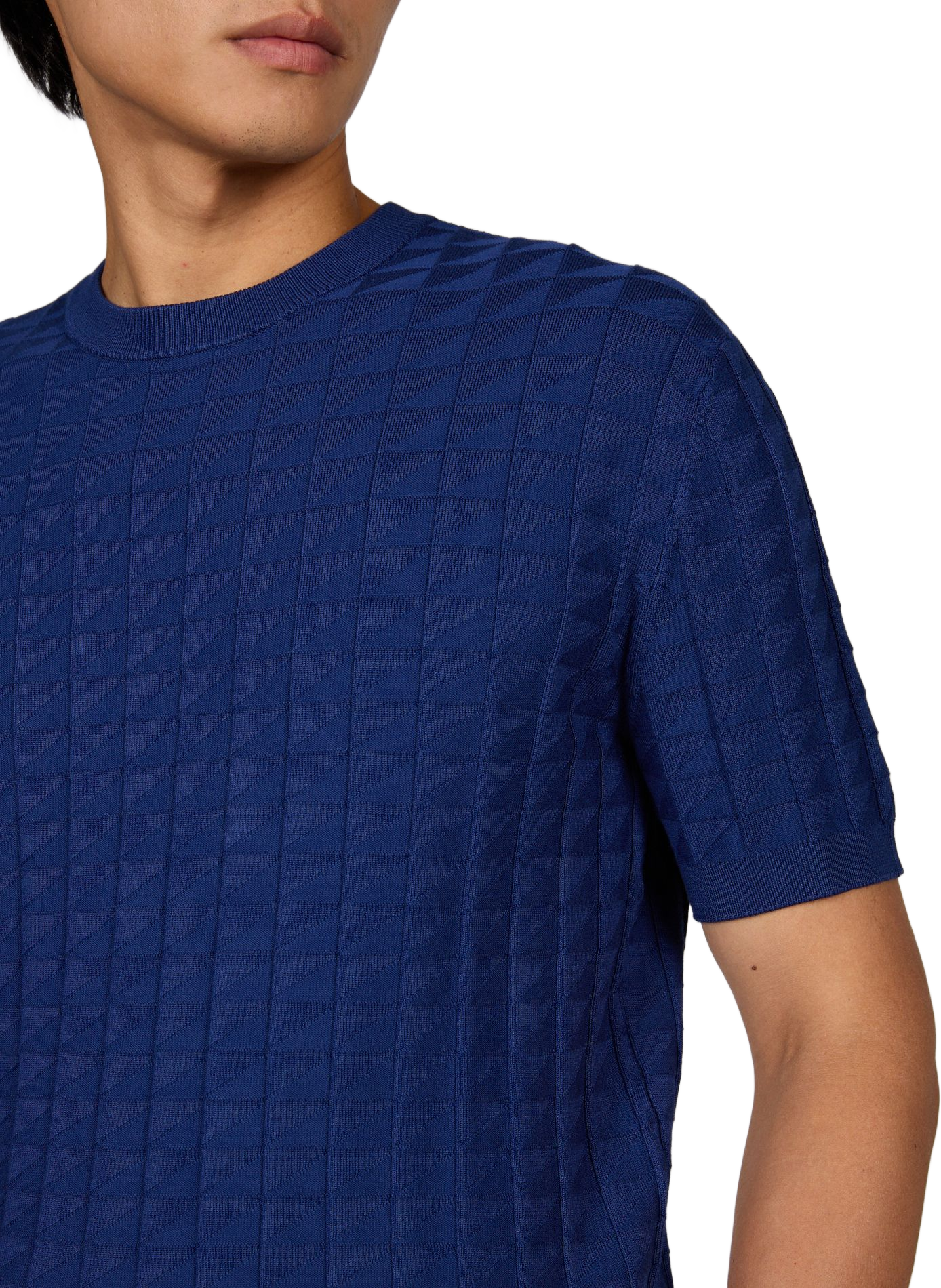Straight fit short-sleeve patterned top ARMANI EXCHANGE Blue