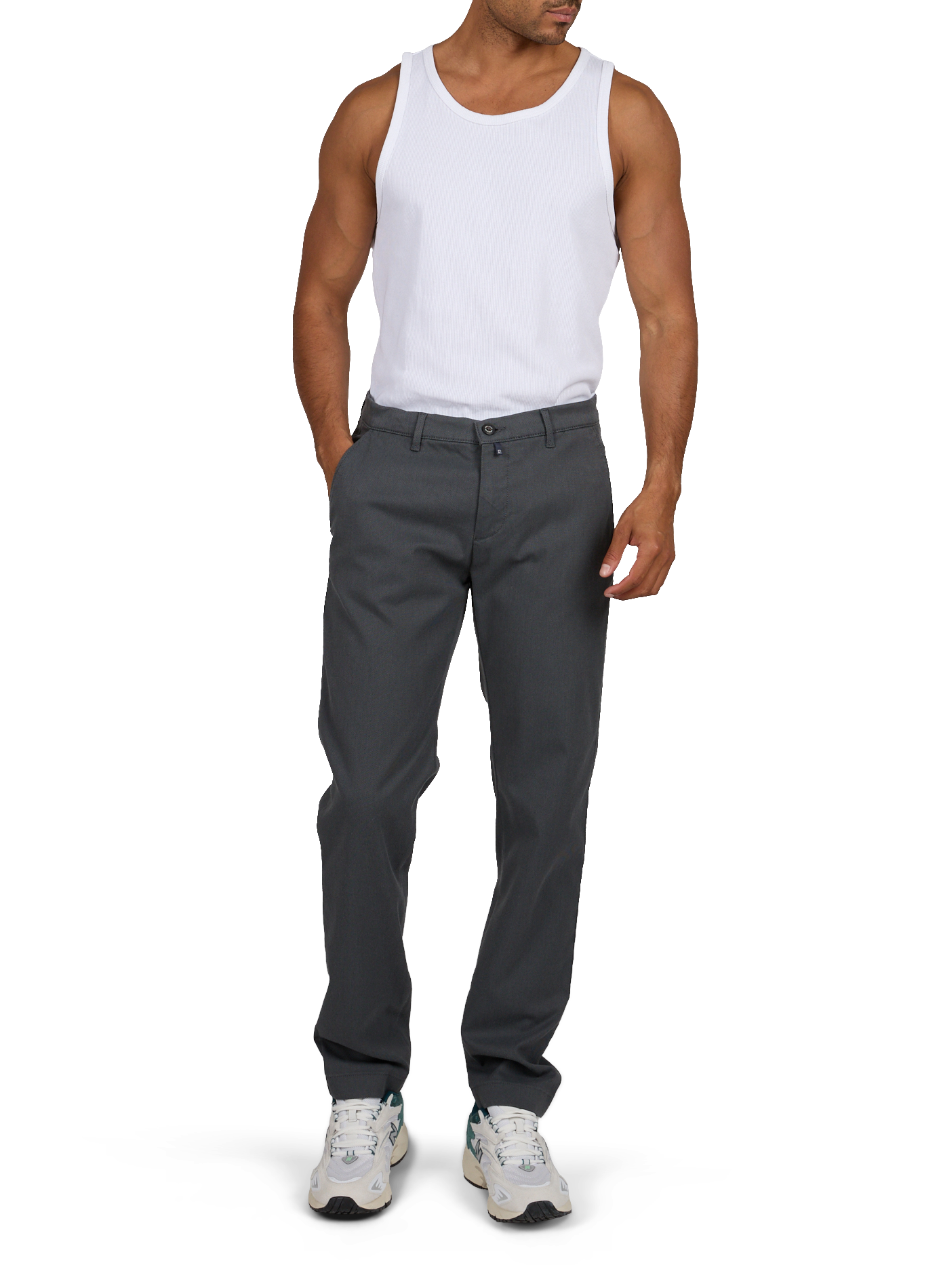 Tapered cotton blend trousers PIERRE CARDIN Grey