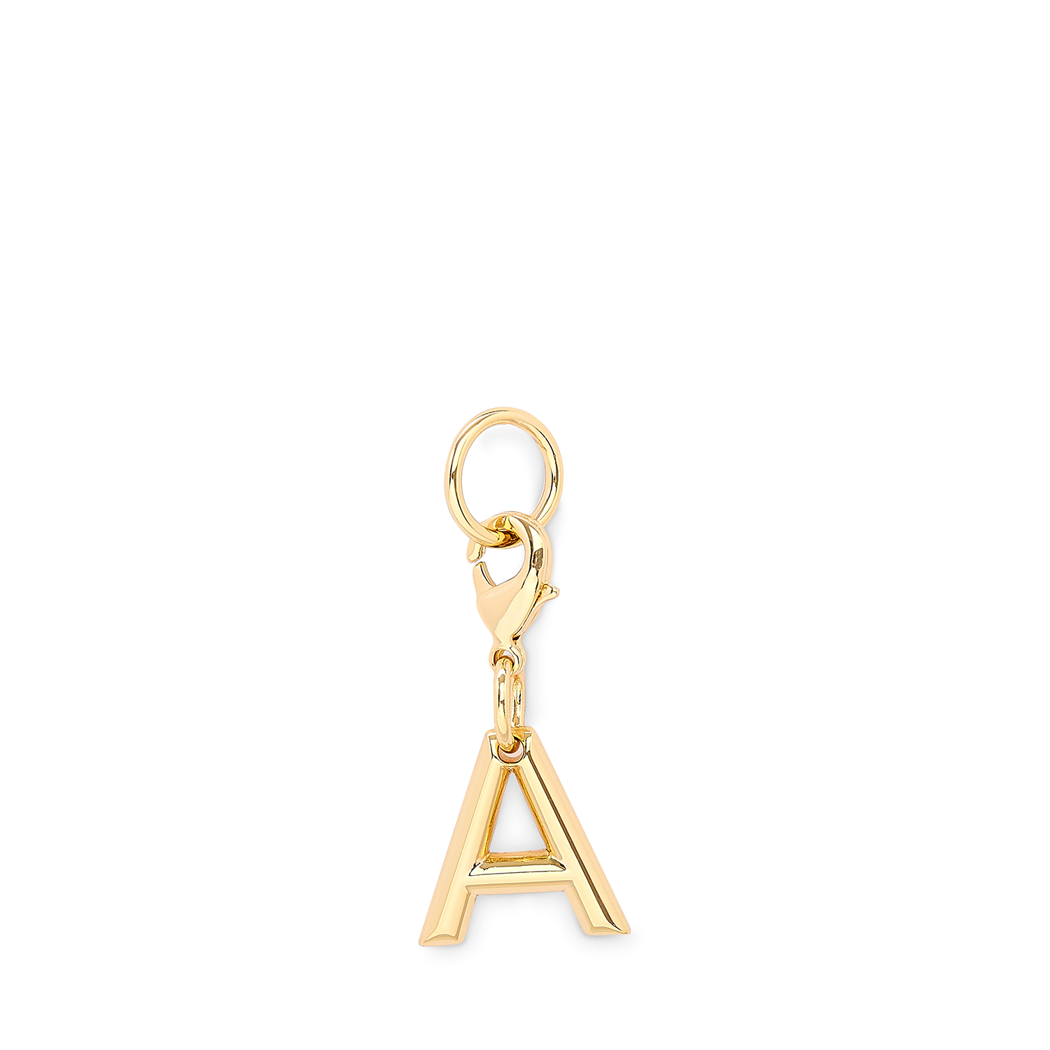 Officiële gouden metalen Lancel-bedel, letter A, gepolijste afwerking. LANCEL Goud