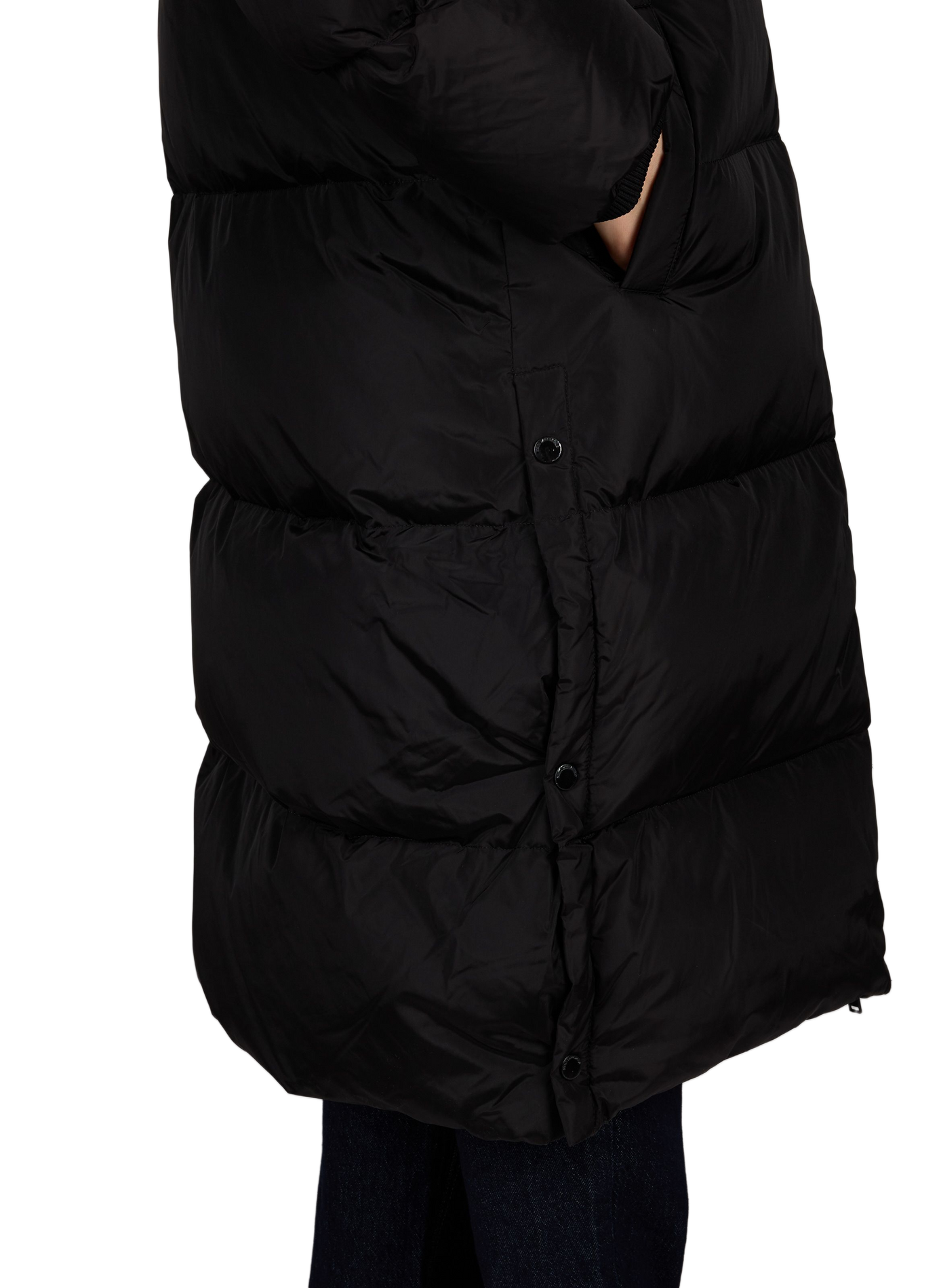 Gerade geschnittene Daunenjacke mit Stehkragen und Kapuze KARL LAGERFELD Schwarz