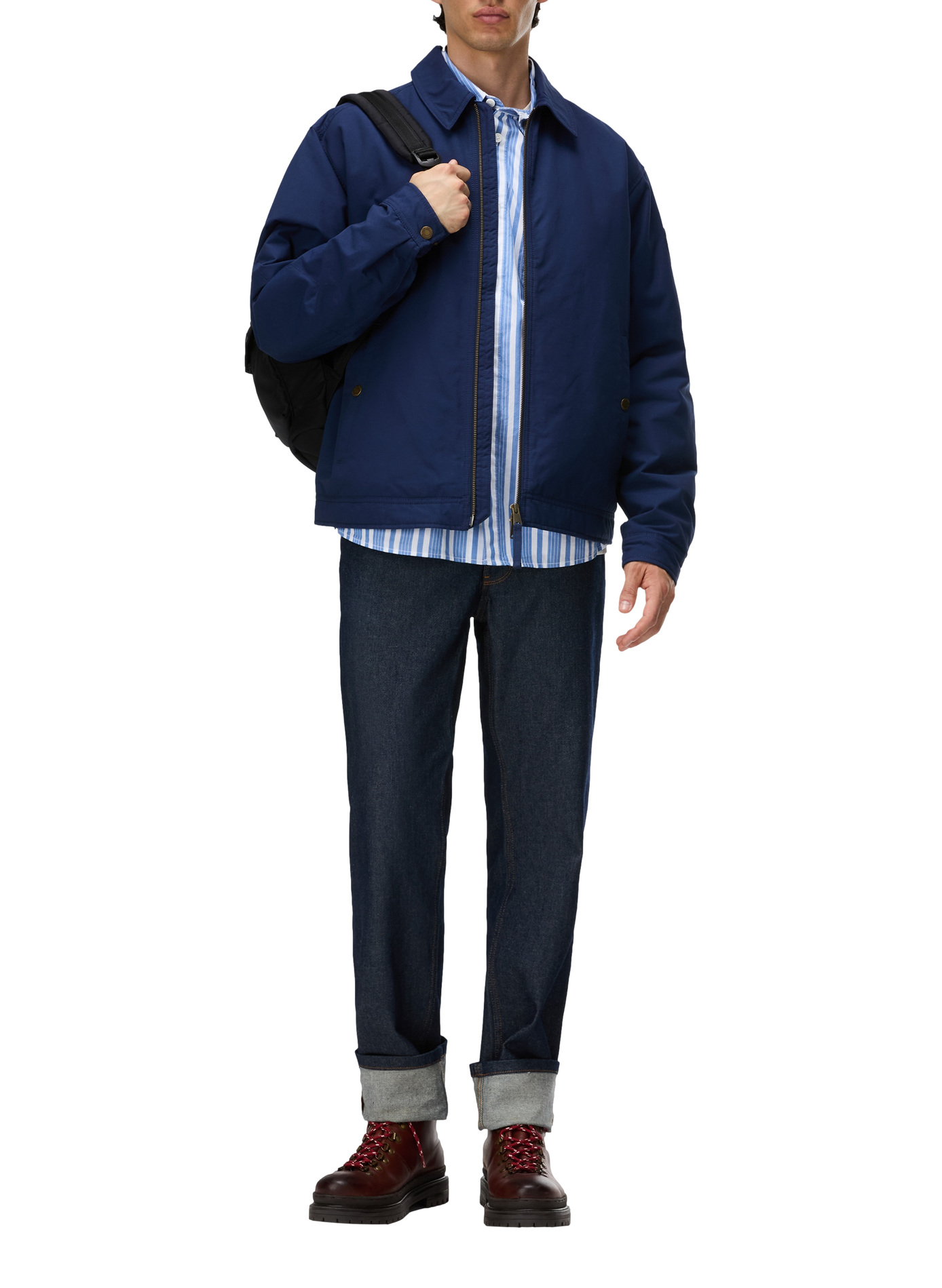 Classic straight solid color jacket with classic collar. NAPAPIJRI Blue